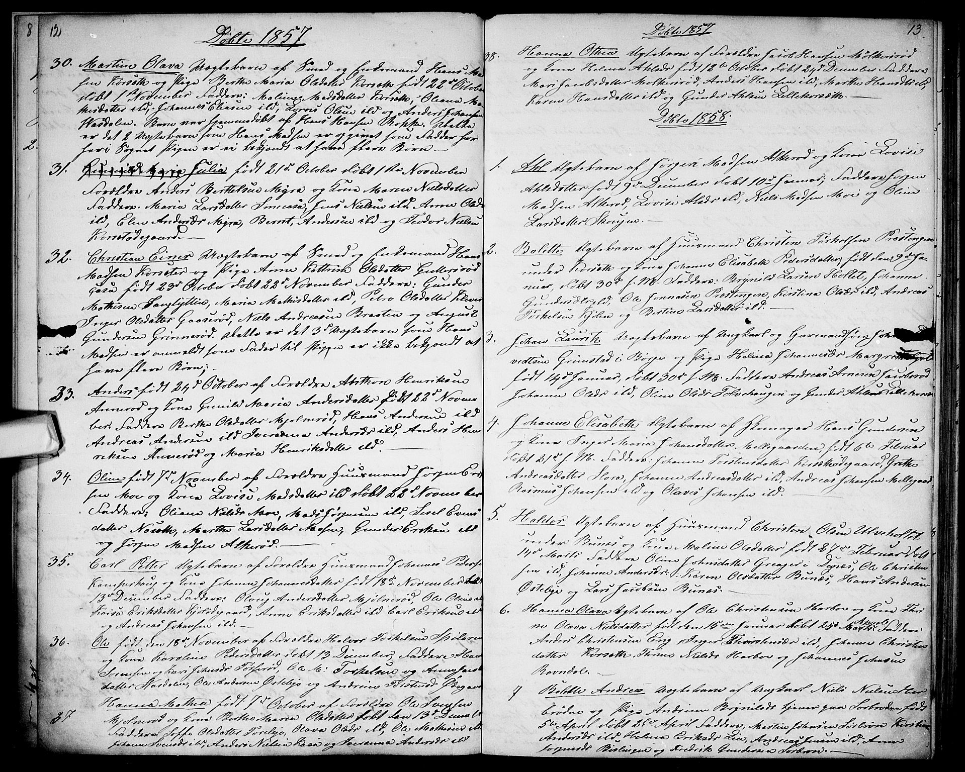 Berg prestekontor Kirkebøker, SAO/A-10902/G/Gc/L0002: Parish register (copy) no. III 2, 1856-1887, p. 12-13