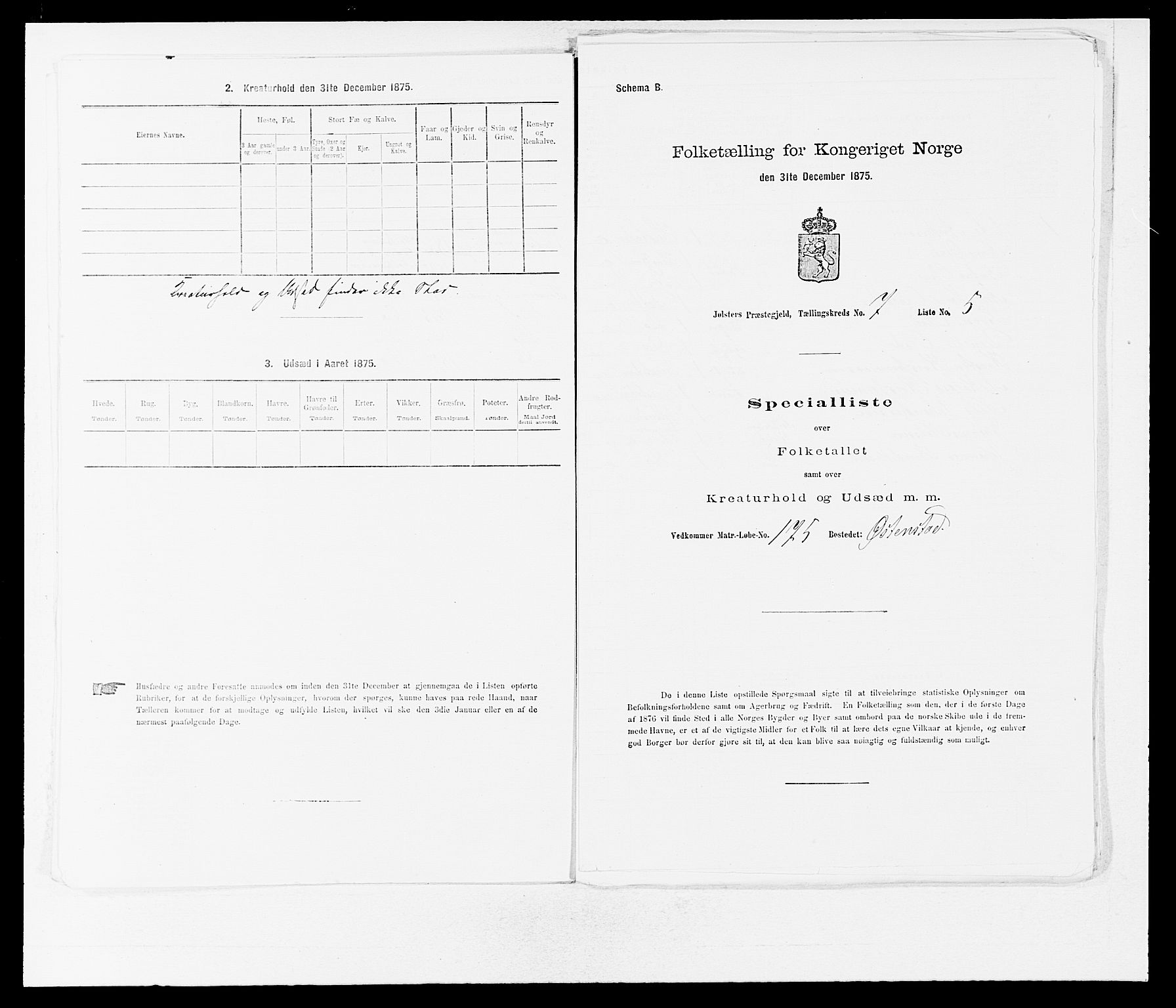 SAB, 1875 census for 1431P Jølster, 1875, p. 534