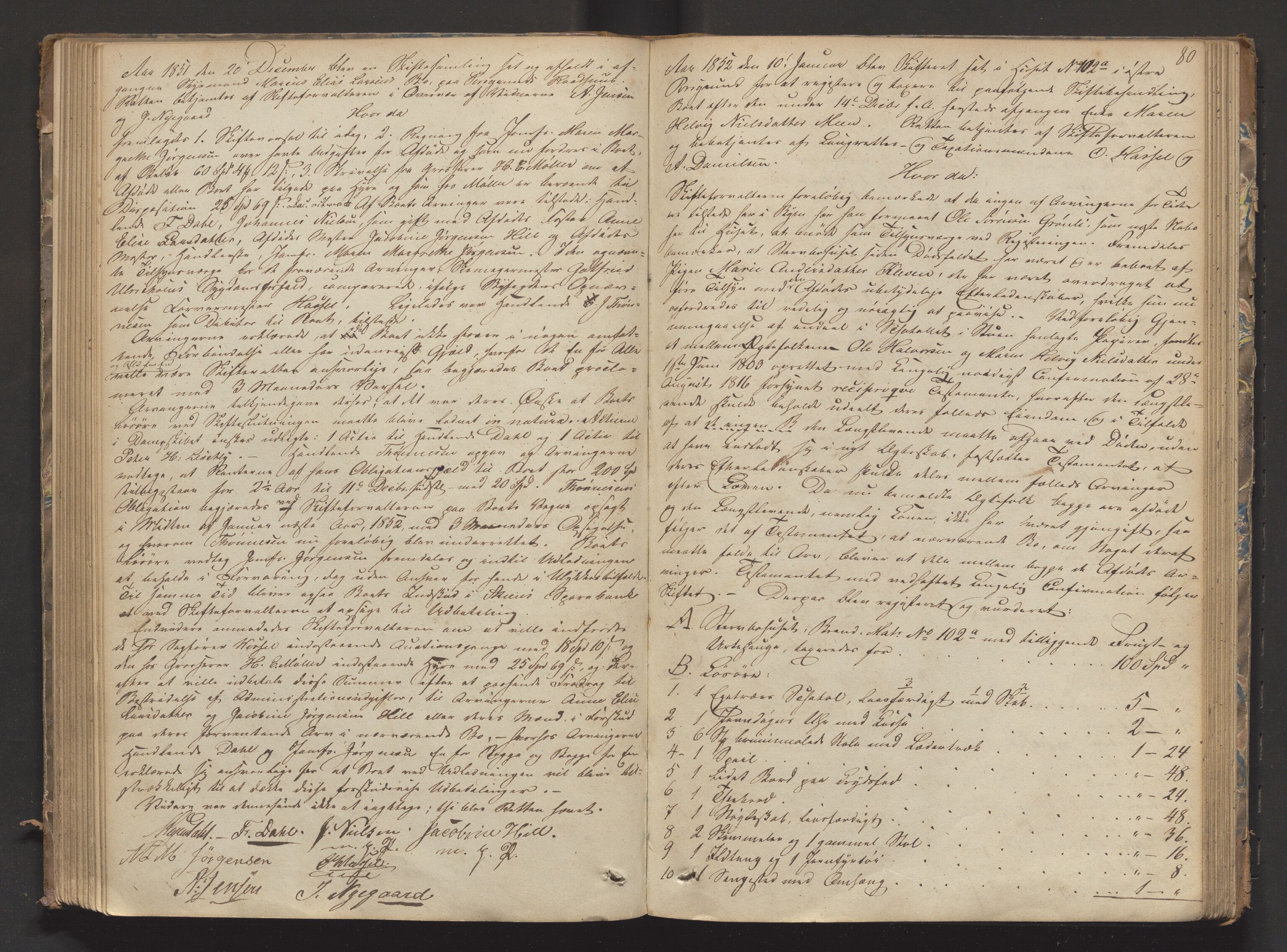 Porsgrunn byfogd, AV/SAKO-A-106/H/Hb/L0006: Skifteprotokoll - B., 1849-1853, p. 79b-80a