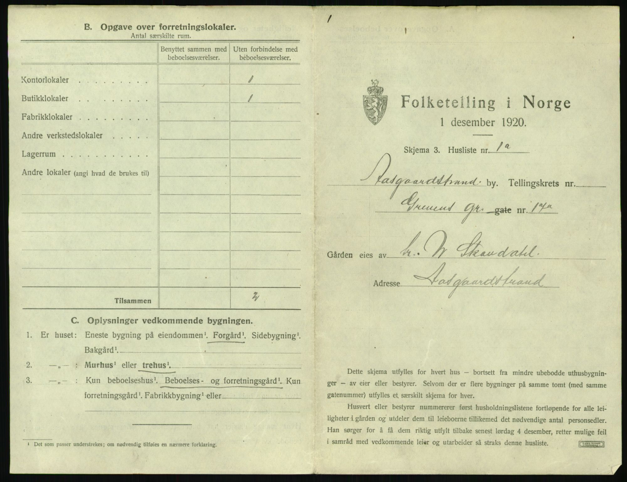 SAKO, 1920 census for Åsgårdstrand, 1920, p. 9