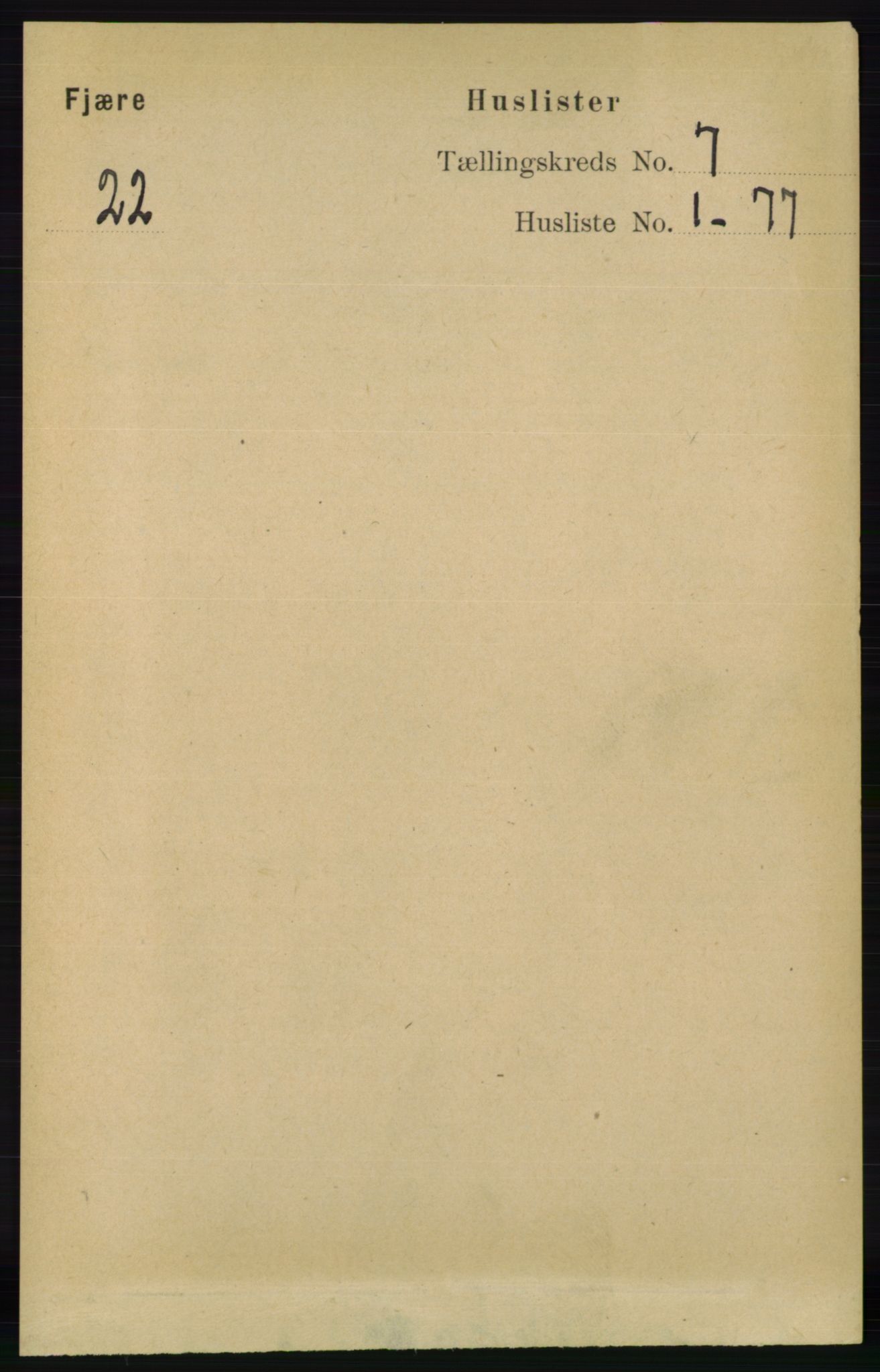 RA, 1891 census for 0923 Fjære, 1891, p. 3123