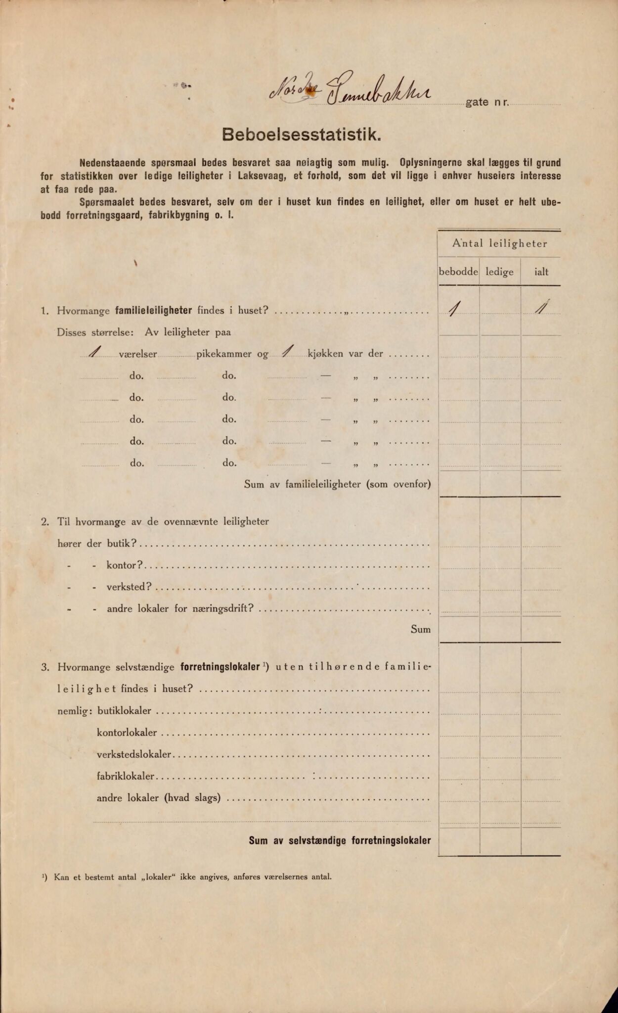 Laksevåg kommune. Folkeregisteret, BBA/A-1586/E/Ea/L0004: Folketellingskjema 1922, 1922