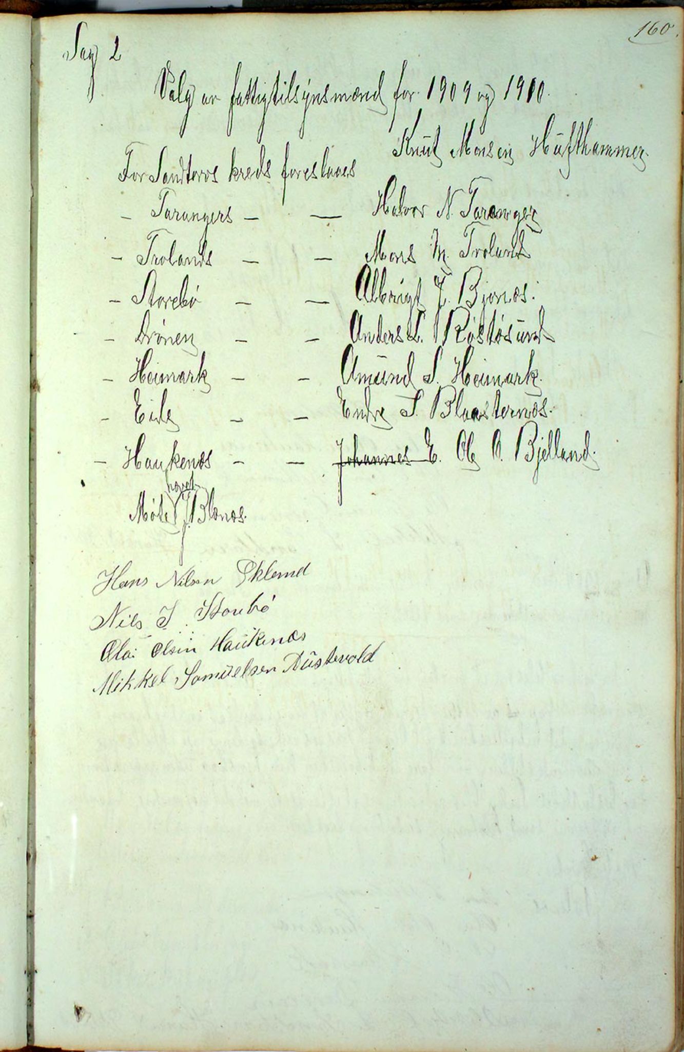 Austevoll kommune. Fattigstyret, IKAH/1244-311/A/Aa/L0001a: Møtebok for Austevoll sokn fattigkommisjon , 1846-1922, p. 160a