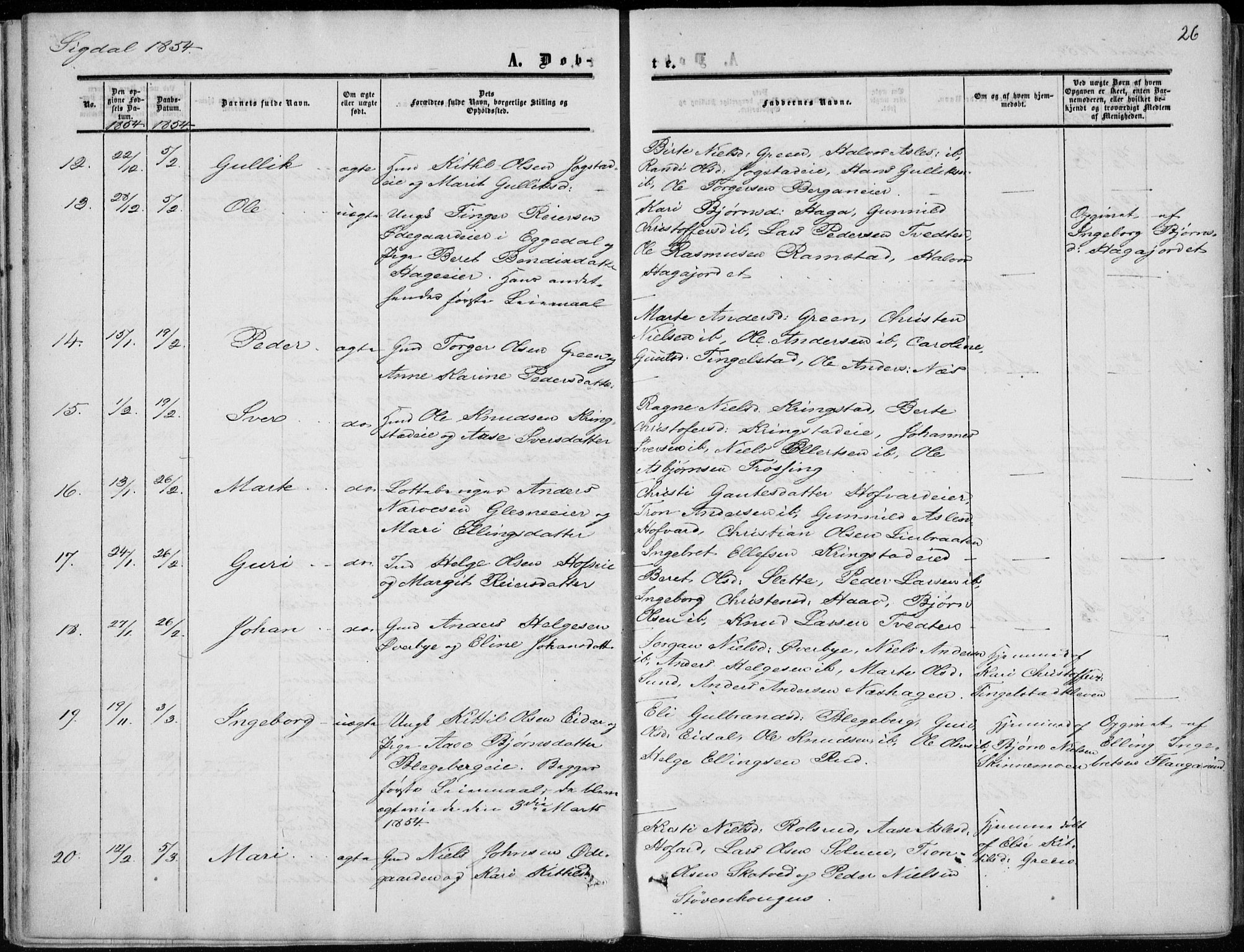 Sigdal kirkebøker, SAKO/A-245/F/Fa/L0008: Parish register (official) no. I 8, 1850-1859, p. 26