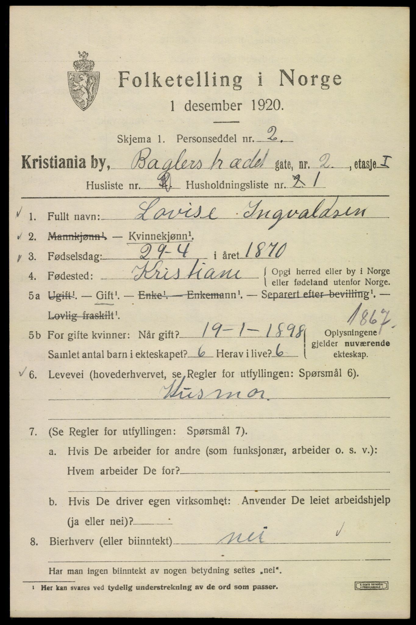 SAO, 1920 census for Kristiania, 1920, p. 147215