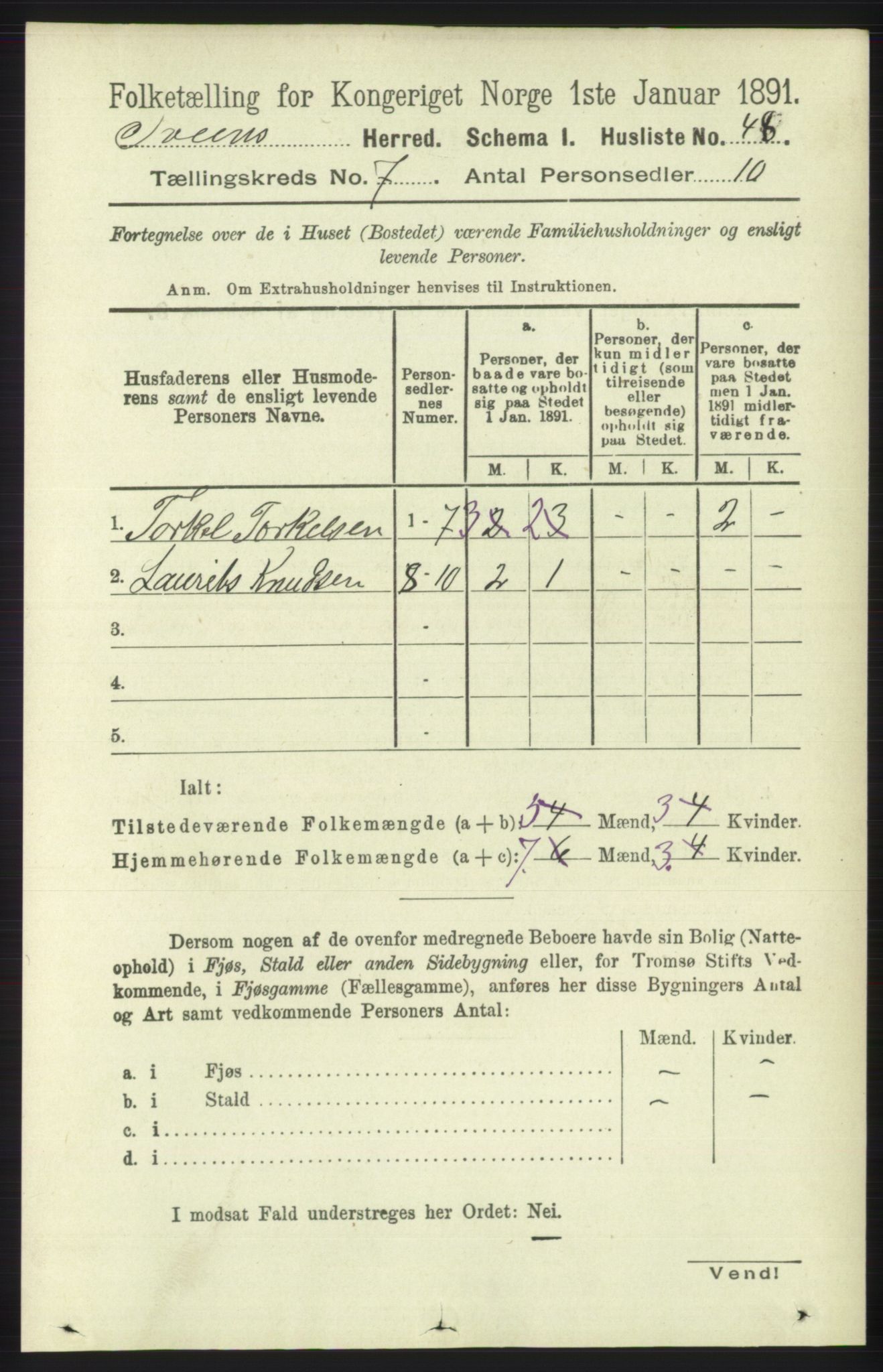 RA, 1891 census for 1216 Sveio, 1891, p. 1966