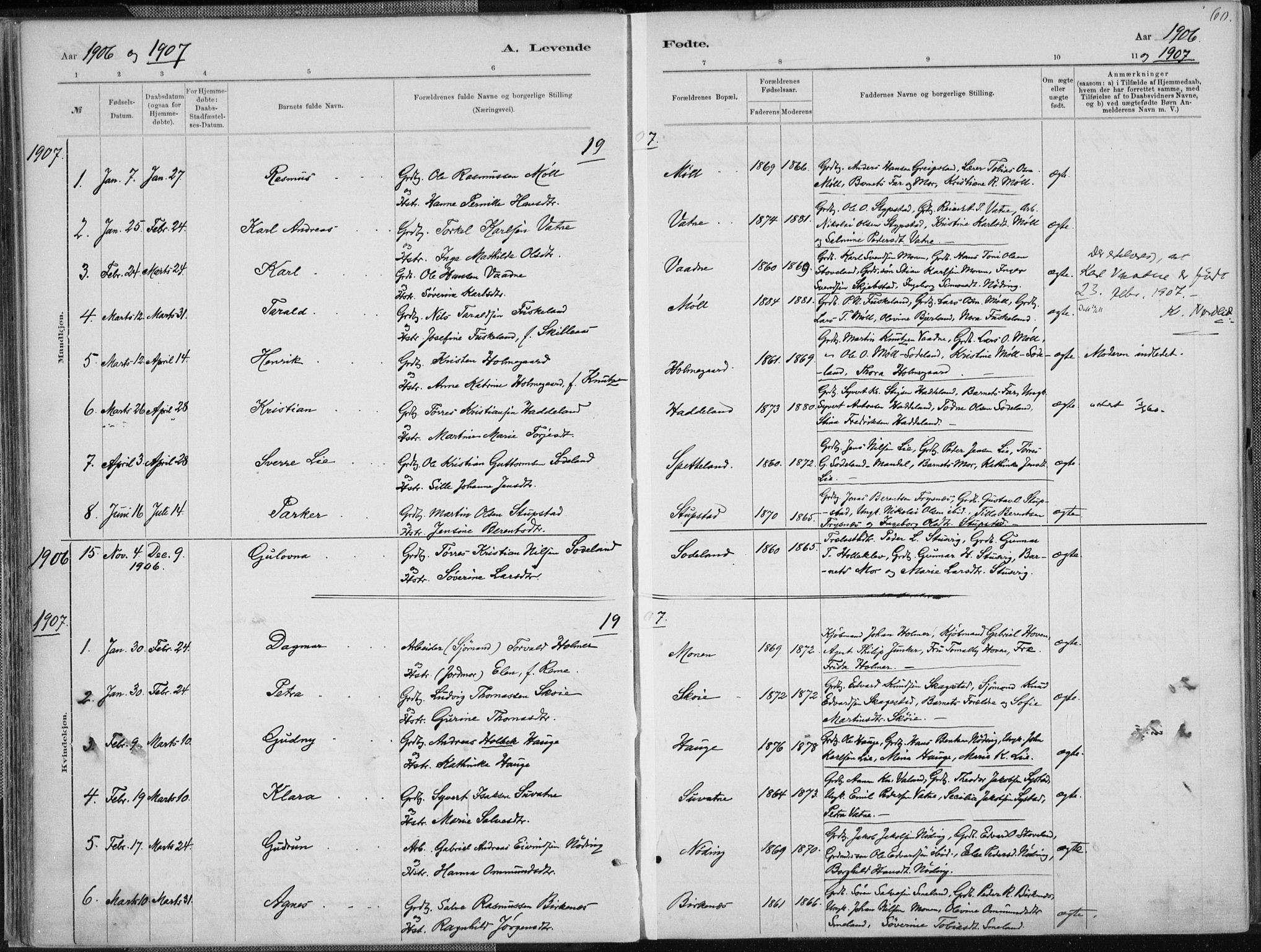 Holum sokneprestkontor, SAK/1111-0022/F/Fa/Faa/L0007: Parish register (official) no. A 7, 1884-1907, p. 60