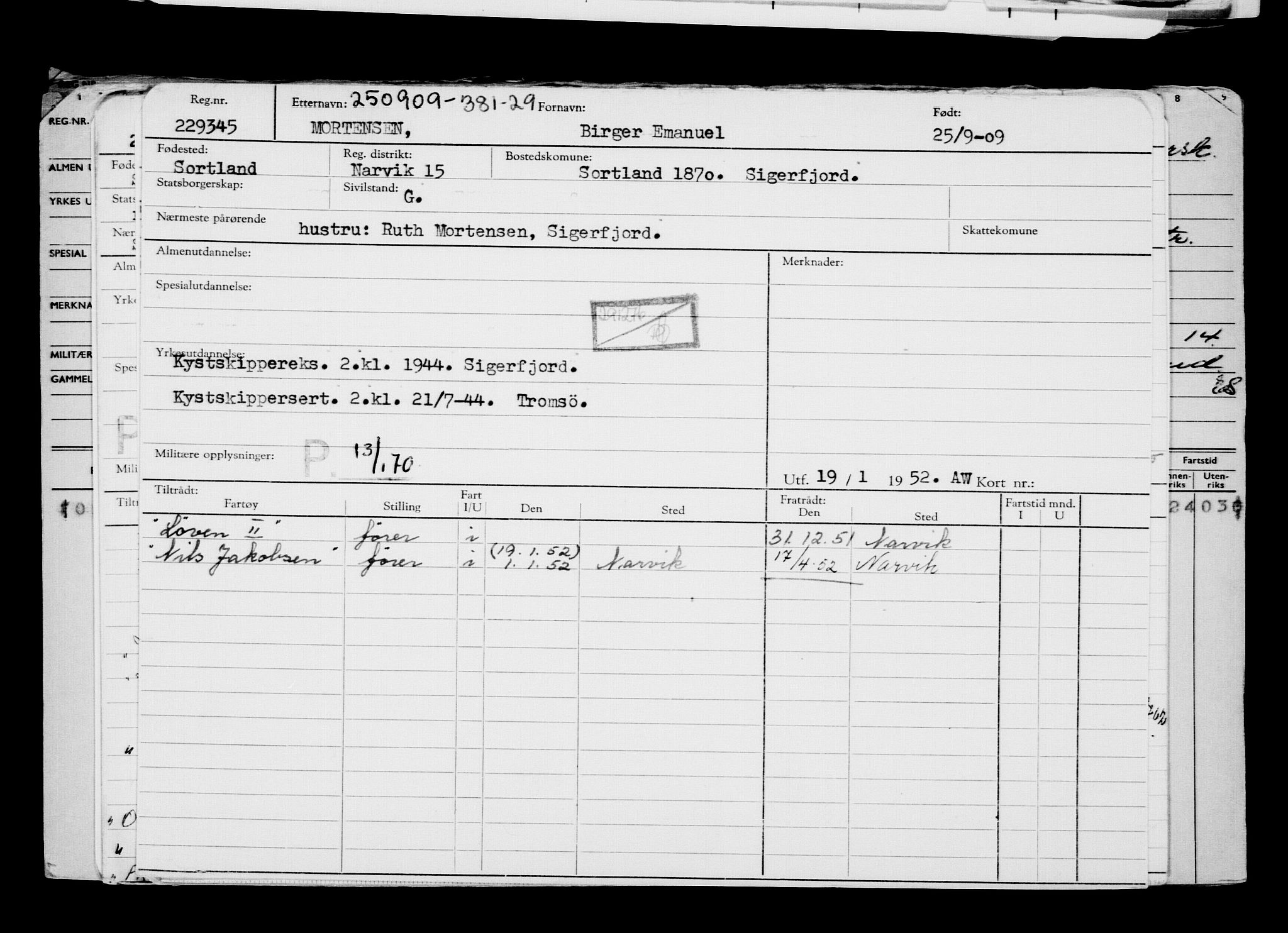 Direktoratet for sjømenn, AV/RA-S-3545/G/Gb/L0085: Hovedkort, 1909, p. 835