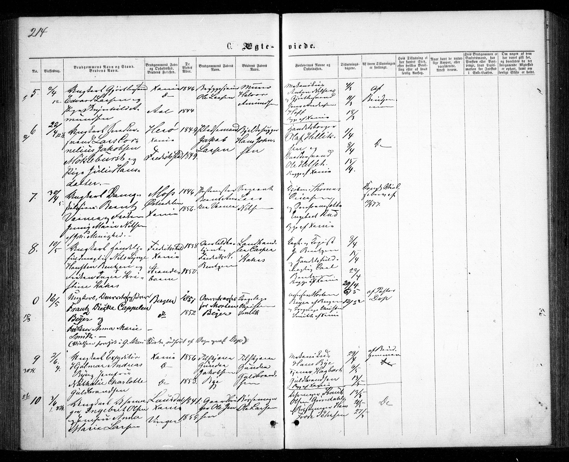 Garnisonsmenigheten Kirkebøker, SAO/A-10846/G/Ga/L0006: Parish register (copy) no. 6, 1860-1880, p. 214