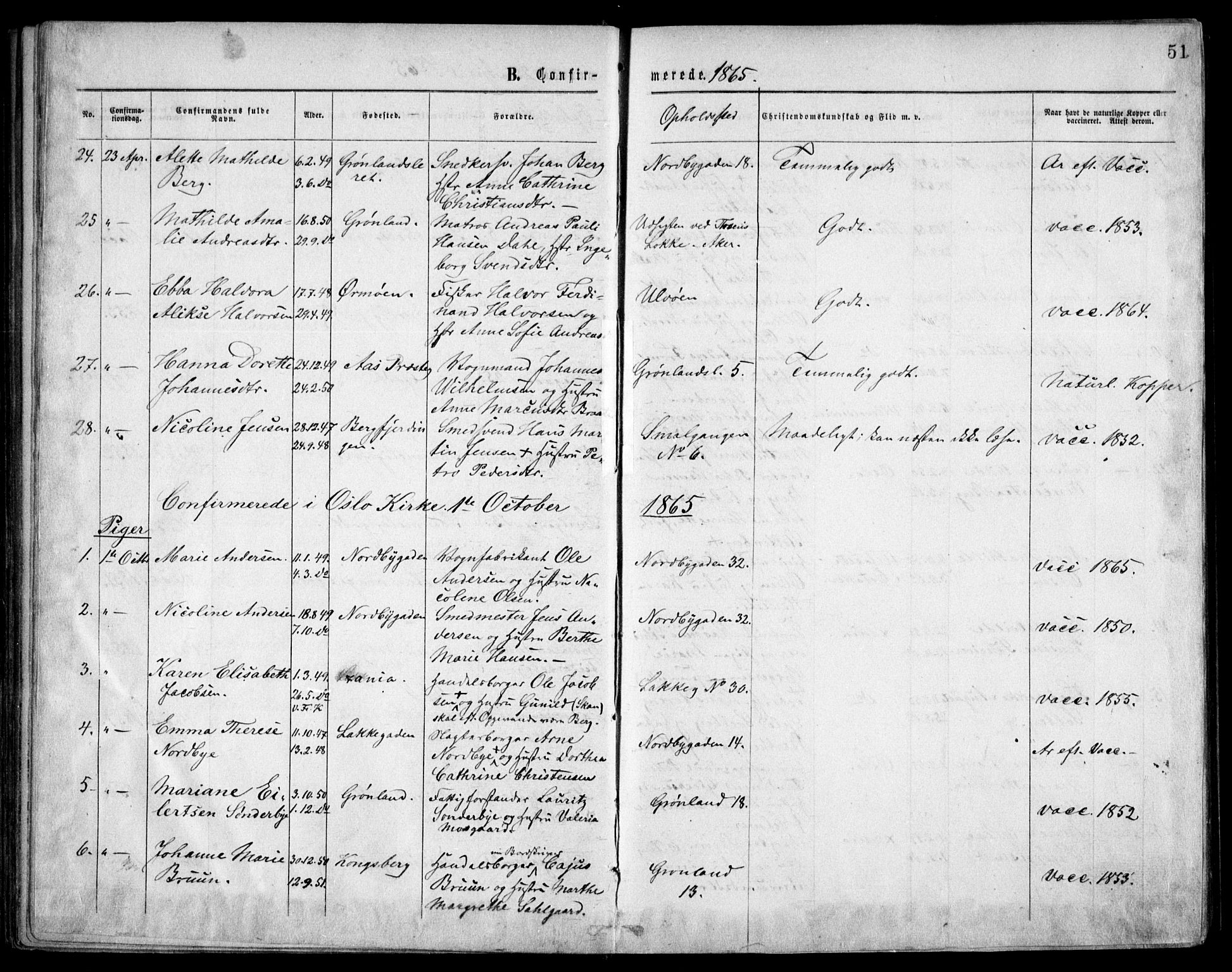 Grønland prestekontor Kirkebøker, SAO/A-10848/F/Fa/L0003: Parish register (official) no. 3, 1862-1868, p. 51
