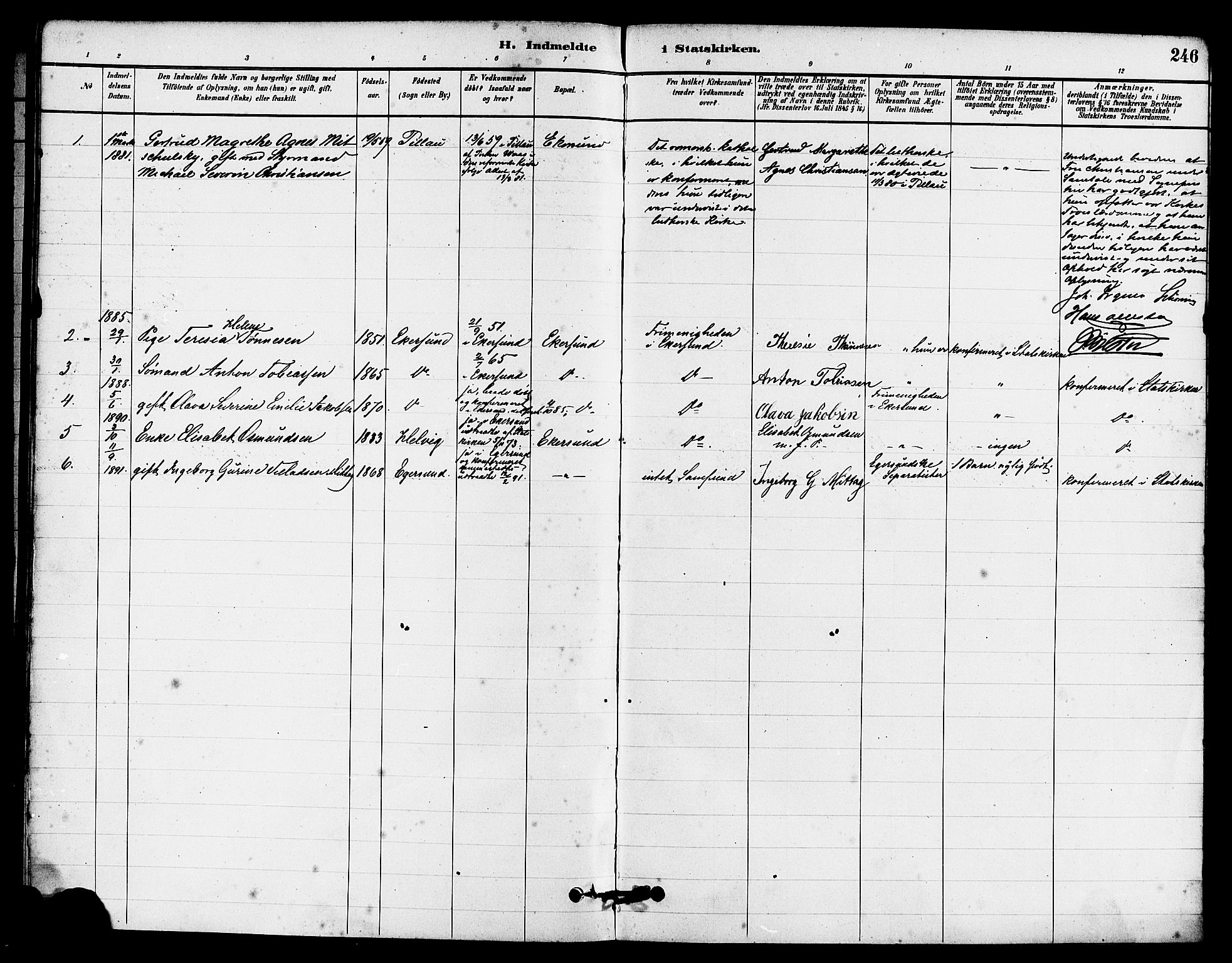Eigersund sokneprestkontor, SAST/A-101807/S08/L0015: Parish register (official) no. A 15, 1879-1892, p. 246
