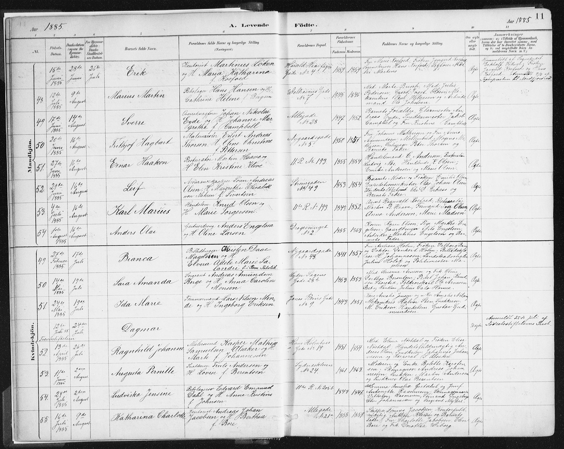 Johanneskirken sokneprestembete, AV/SAB-A-76001/H/Haa/L0001: Parish register (official) no. A 1, 1885-1900, p. 11