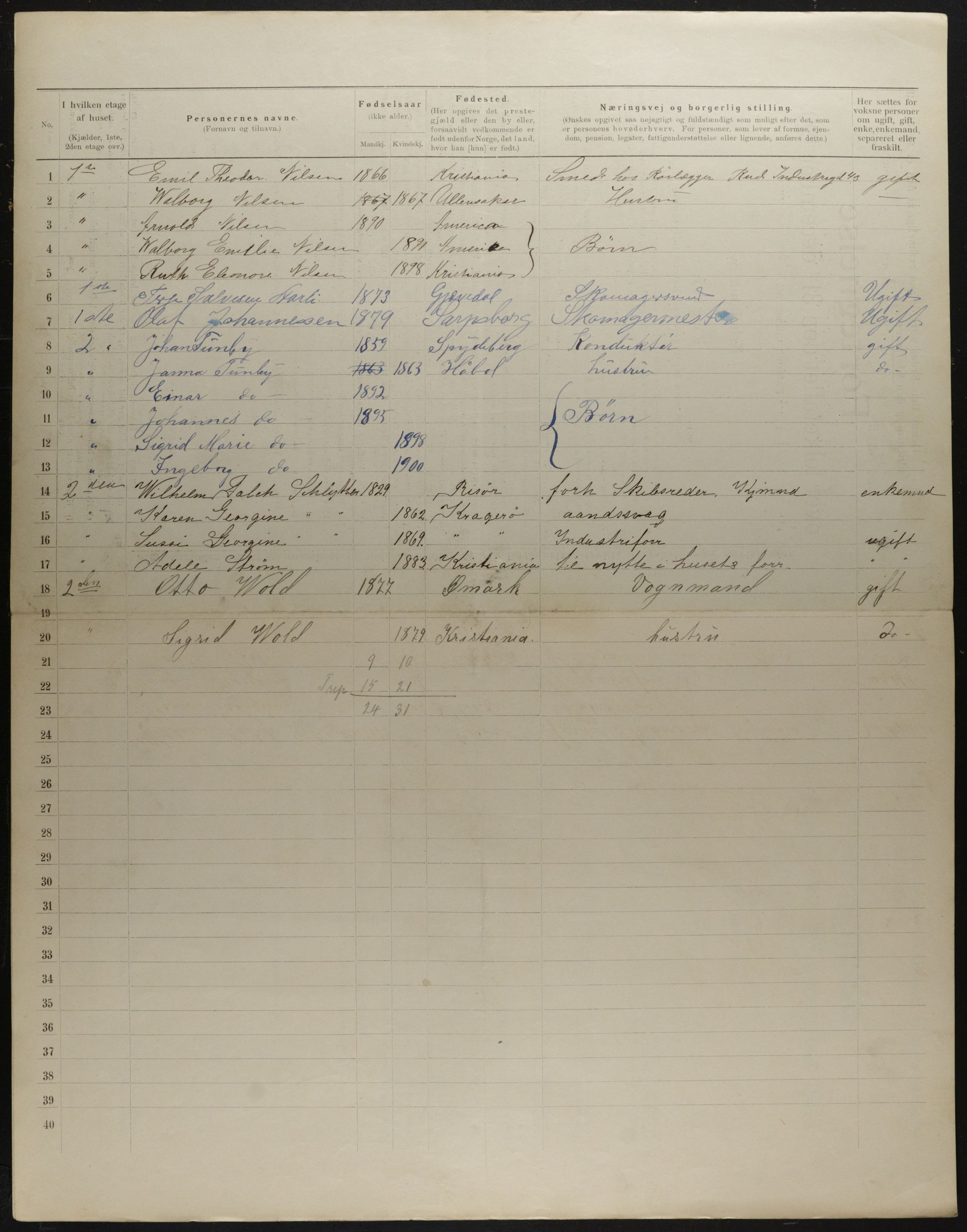 OBA, Municipal Census 1901 for Kristiania, 1901, p. 3694