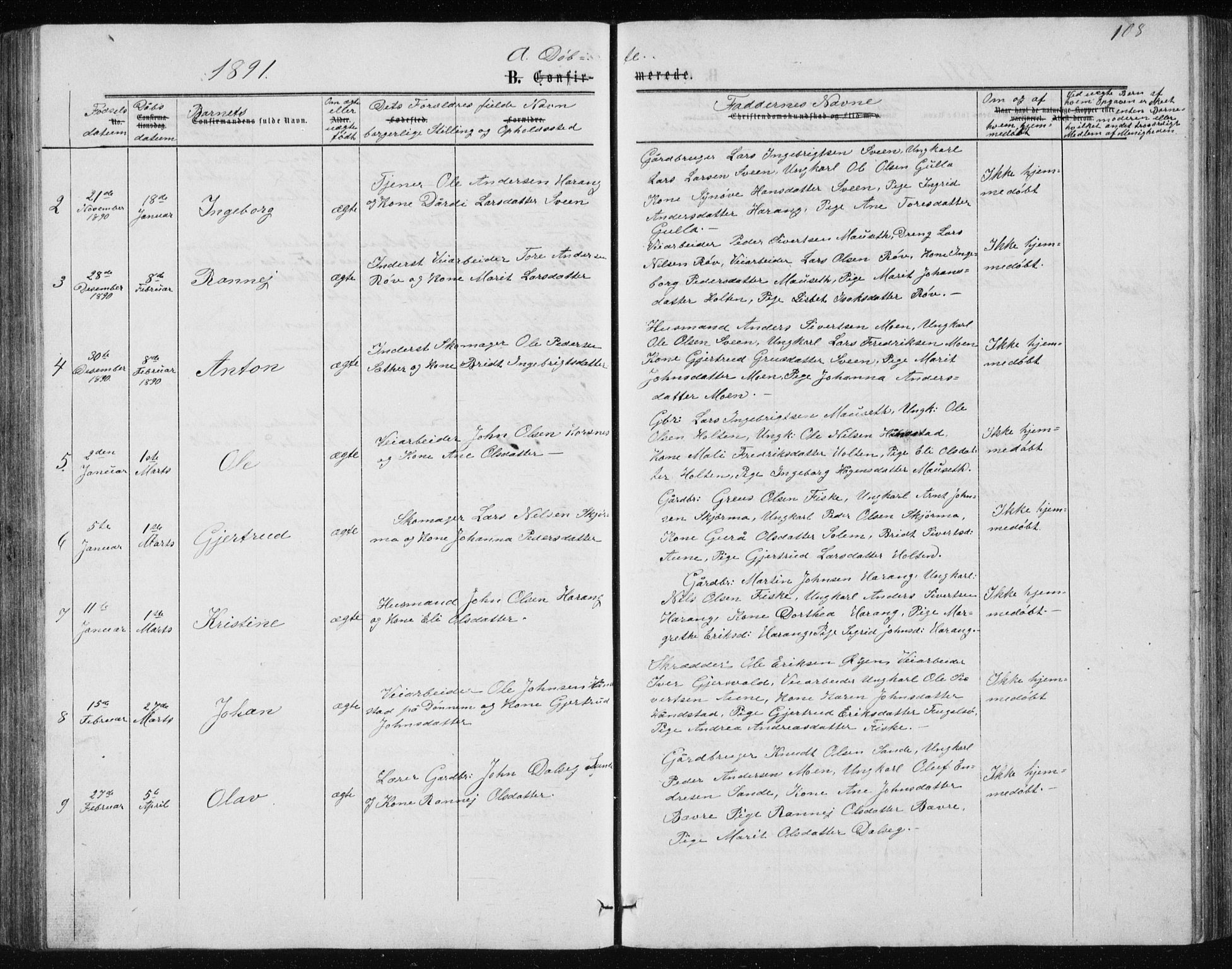 Ministerialprotokoller, klokkerbøker og fødselsregistre - Møre og Romsdal, SAT/A-1454/597/L1064: Parish register (copy) no. 597C01, 1866-1898, p. 108