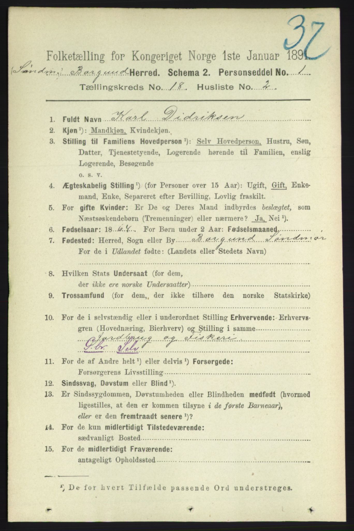 RA, 1891 census for 1531 Borgund, 1891, p. 5492