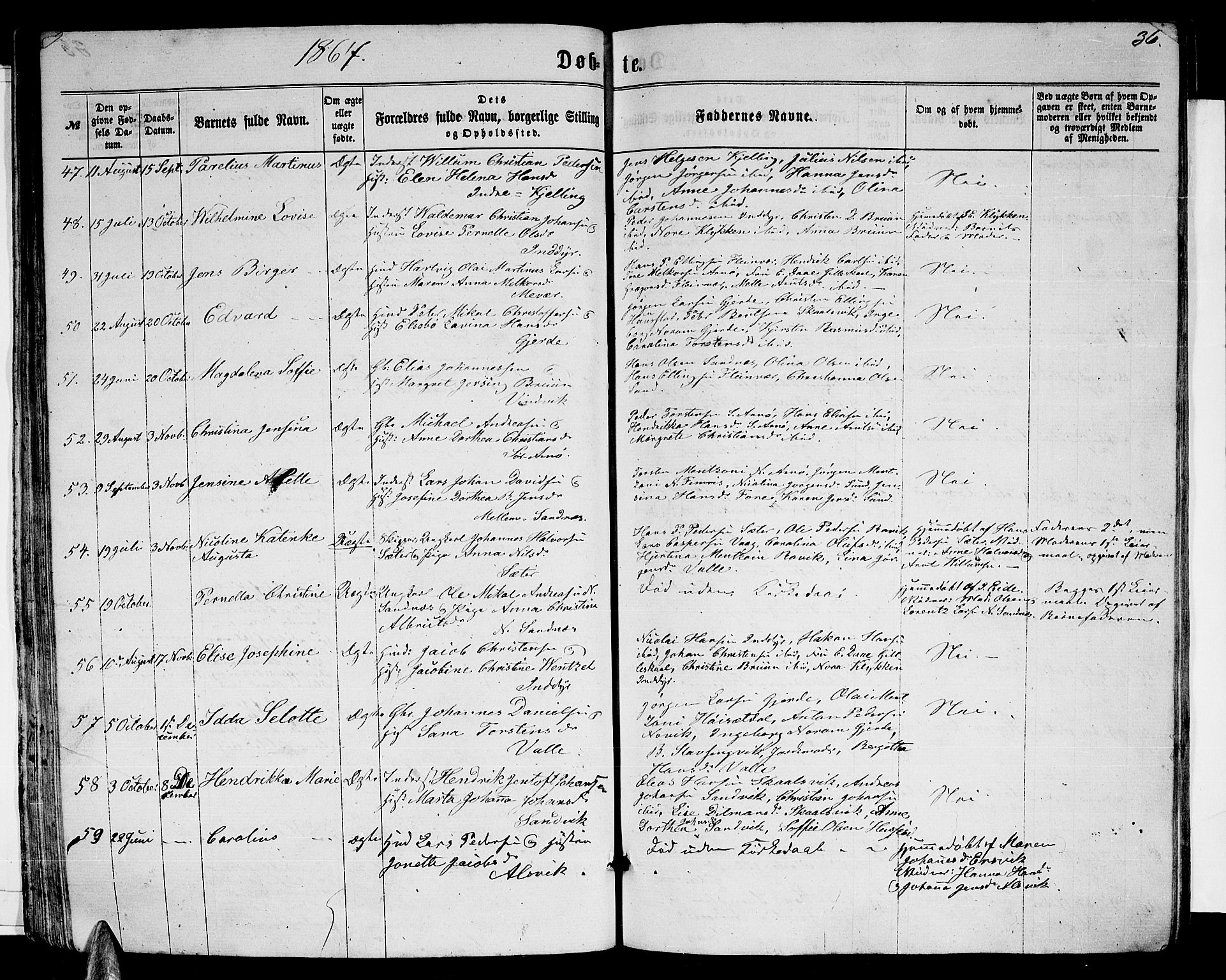 Ministerialprotokoller, klokkerbøker og fødselsregistre - Nordland, AV/SAT-A-1459/805/L0107: Parish register (copy) no. 805C03, 1862-1885, p. 36