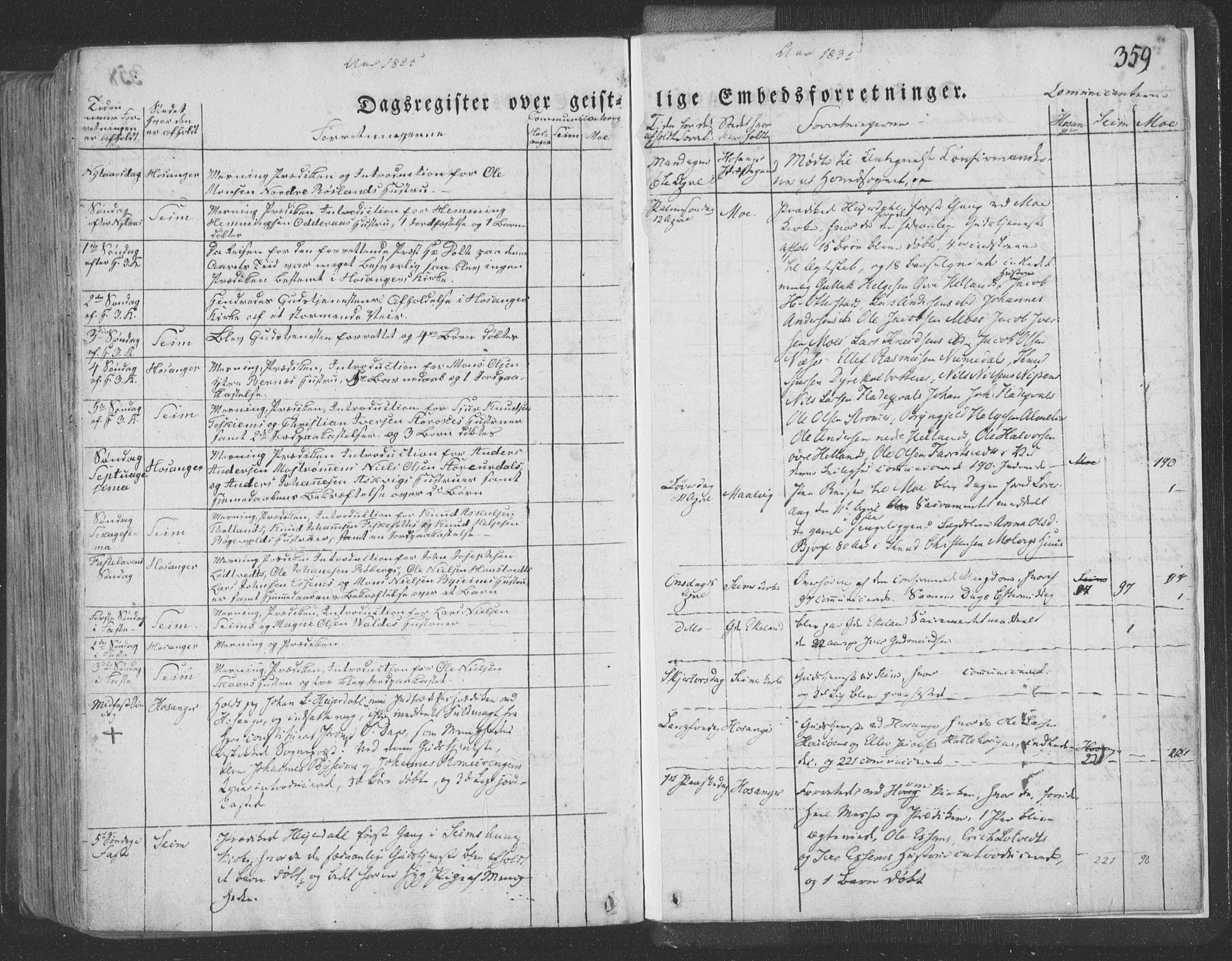 Hosanger sokneprestembete, AV/SAB-A-75801/H/Haa: Parish register (official) no. A 6, 1824-1835, p. 359