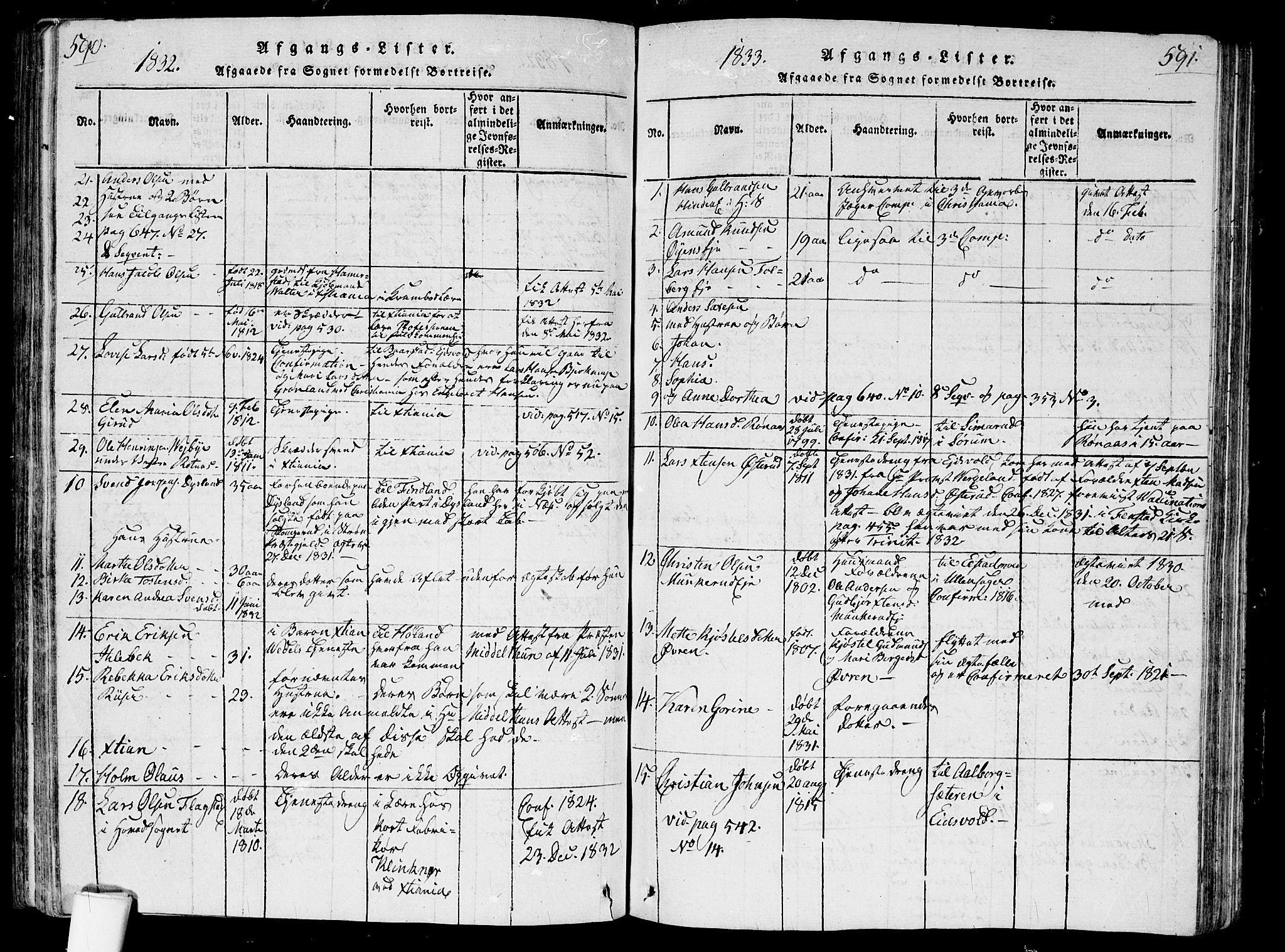 Nes prestekontor Kirkebøker, SAO/A-10410/G/Ga/L0001: Parish register (copy) no. I 1, 1815-1835, p. 590-591