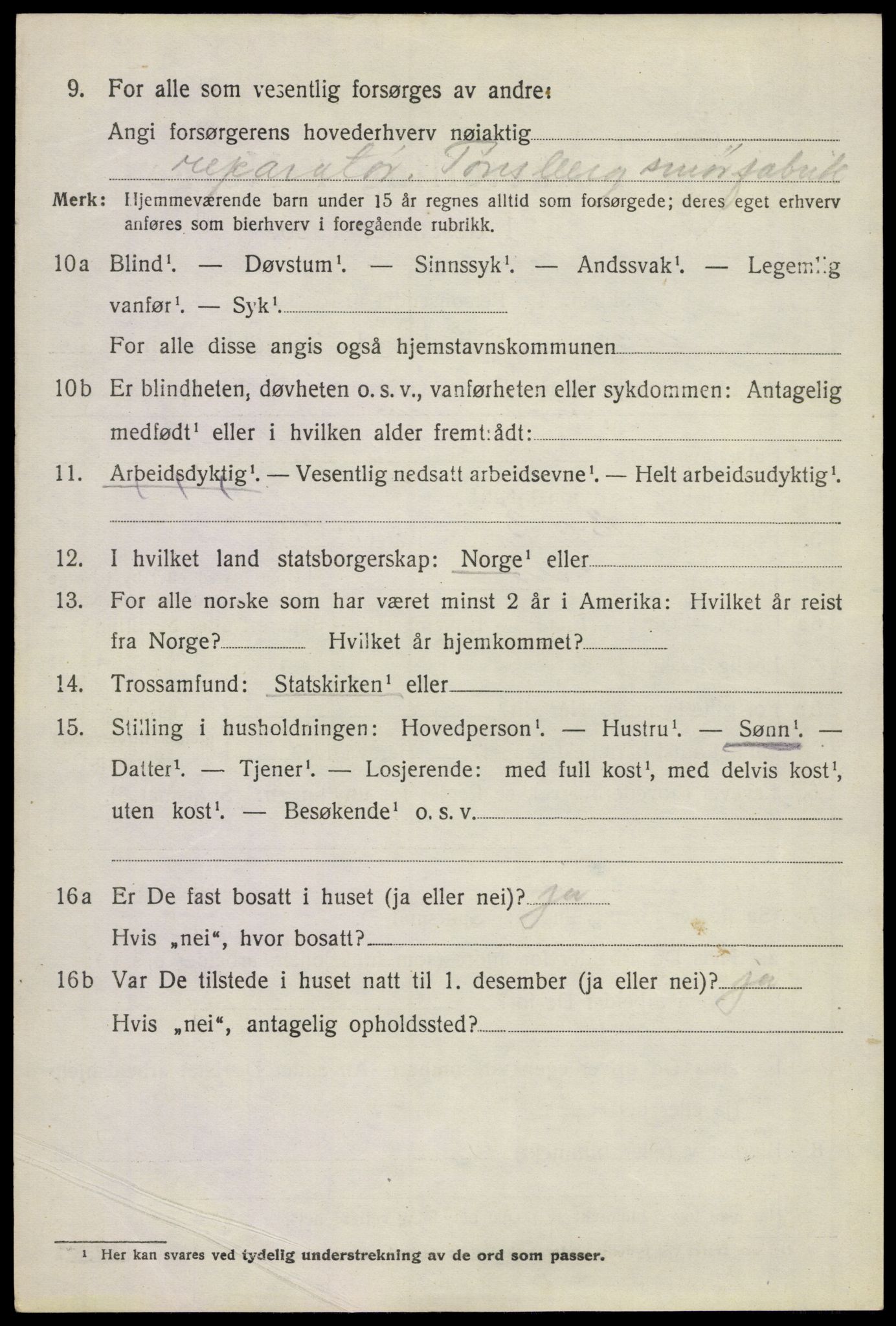 SAKO, 1920 census for Sem, 1920, p. 9582