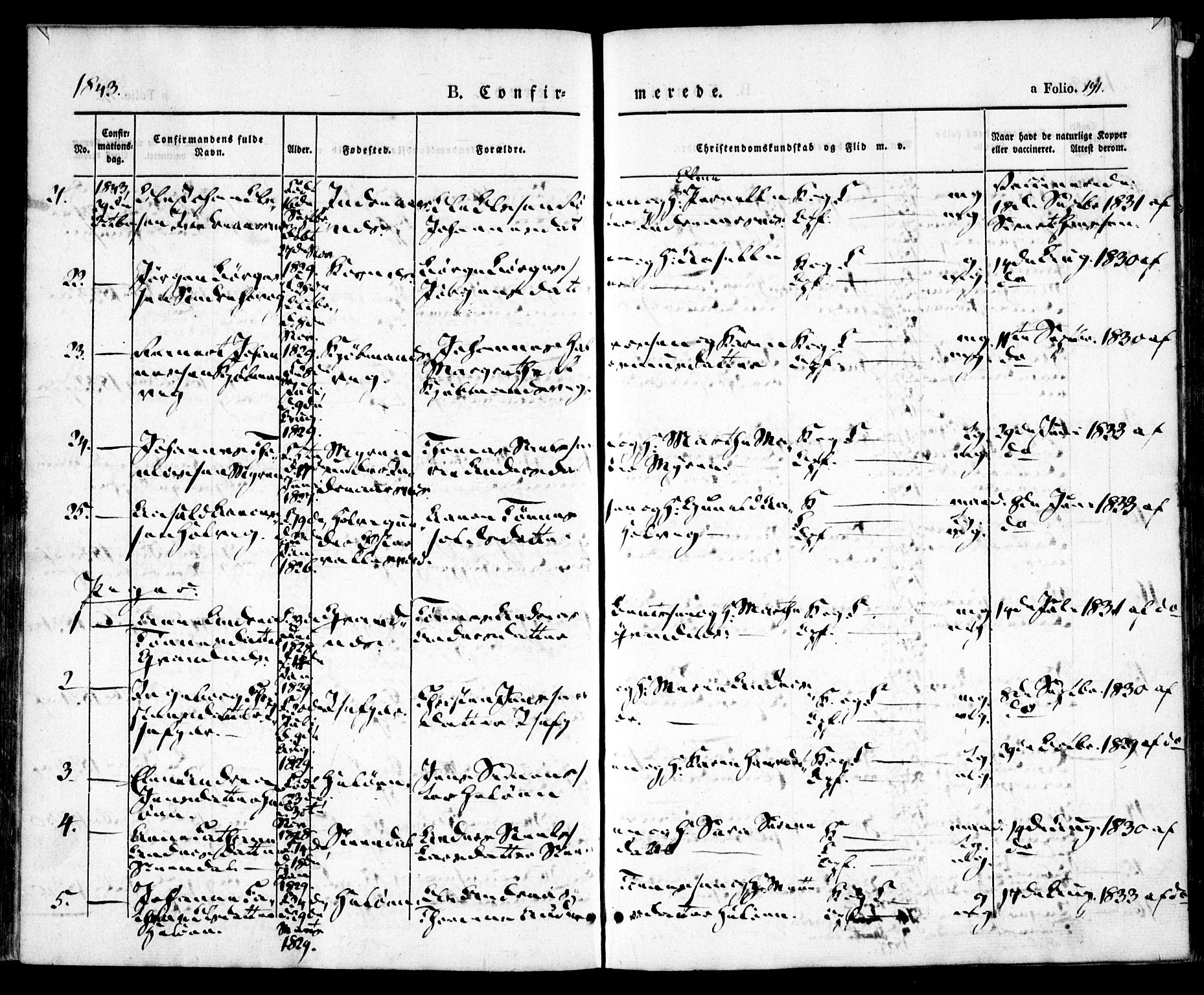 Høvåg sokneprestkontor, AV/SAK-1111-0025/F/Fa/L0003: Parish register (official) no. A 3, 1843-1858, p. 191