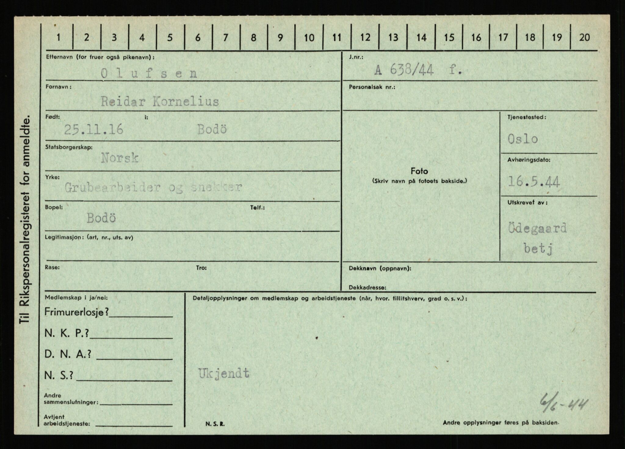 Statspolitiet - Hovedkontoret / Osloavdelingen, AV/RA-S-1329/C/Ca/L0012: Oanæs - Quistgaard	, 1943-1945, p. 2013