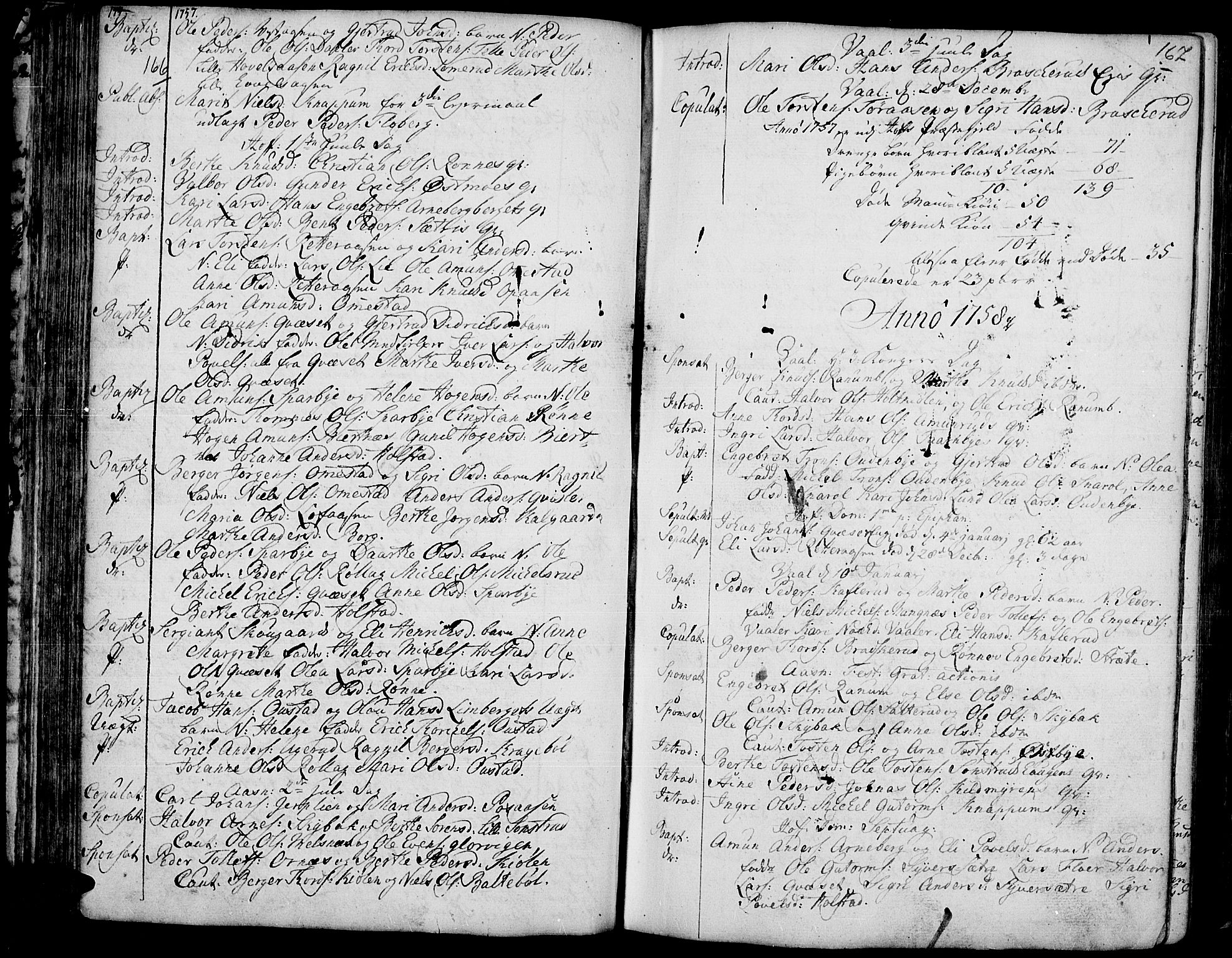 Hof prestekontor, AV/SAH-PREST-038/H/Ha/Haa/L0003: Parish register (official) no. 3, 1750-1789, p. 166-167