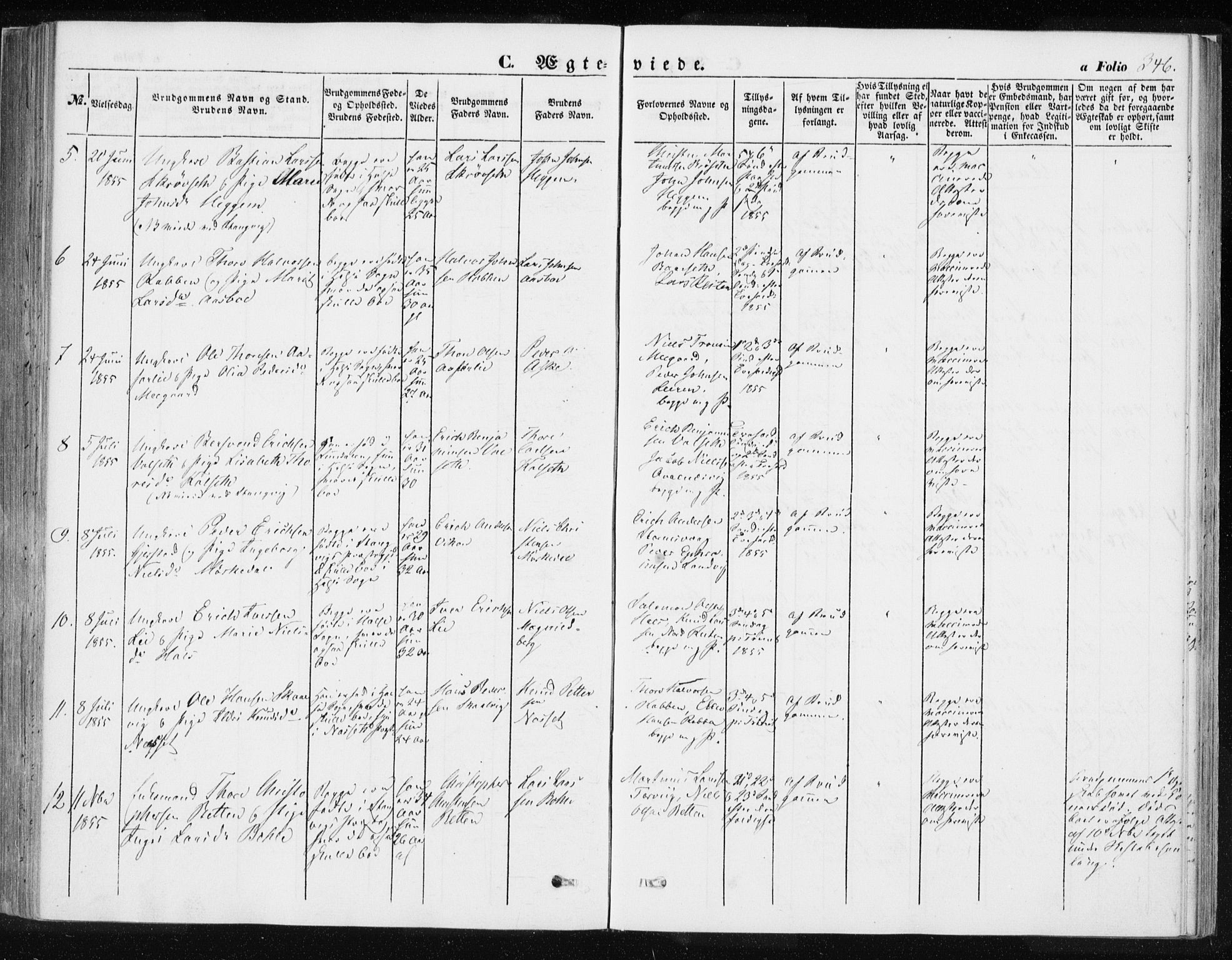 Ministerialprotokoller, klokkerbøker og fødselsregistre - Møre og Romsdal, SAT/A-1454/576/L0883: Parish register (official) no. 576A01, 1849-1865, p. 346