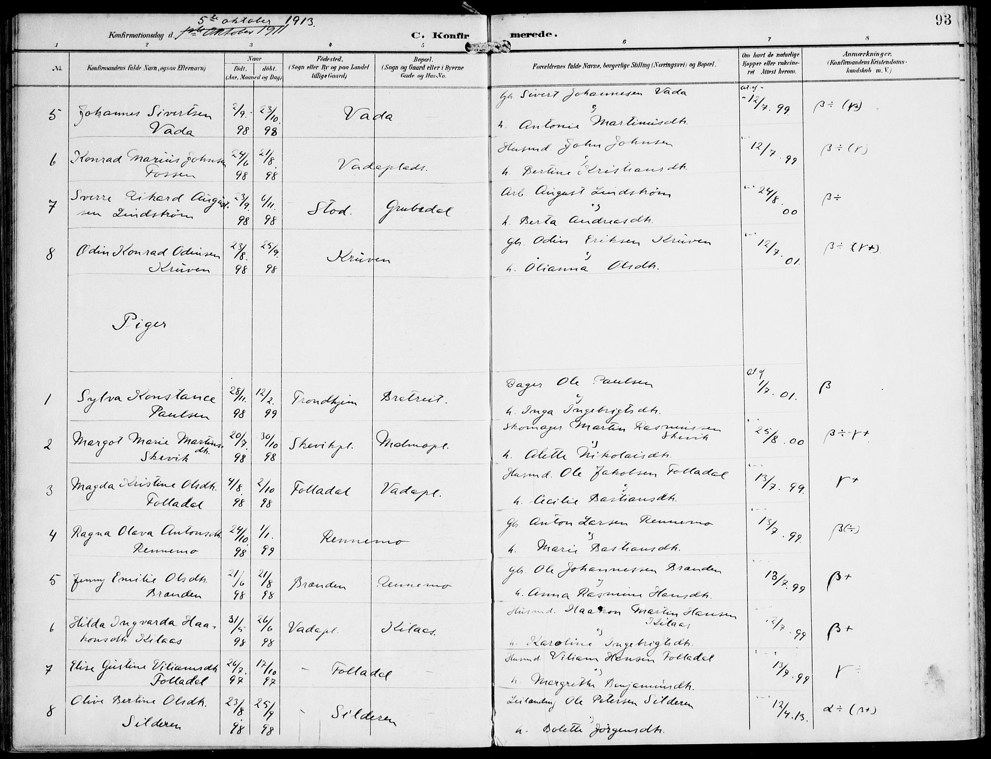 Ministerialprotokoller, klokkerbøker og fødselsregistre - Nord-Trøndelag, SAT/A-1458/745/L0430: Parish register (official) no. 745A02, 1895-1913, p. 93