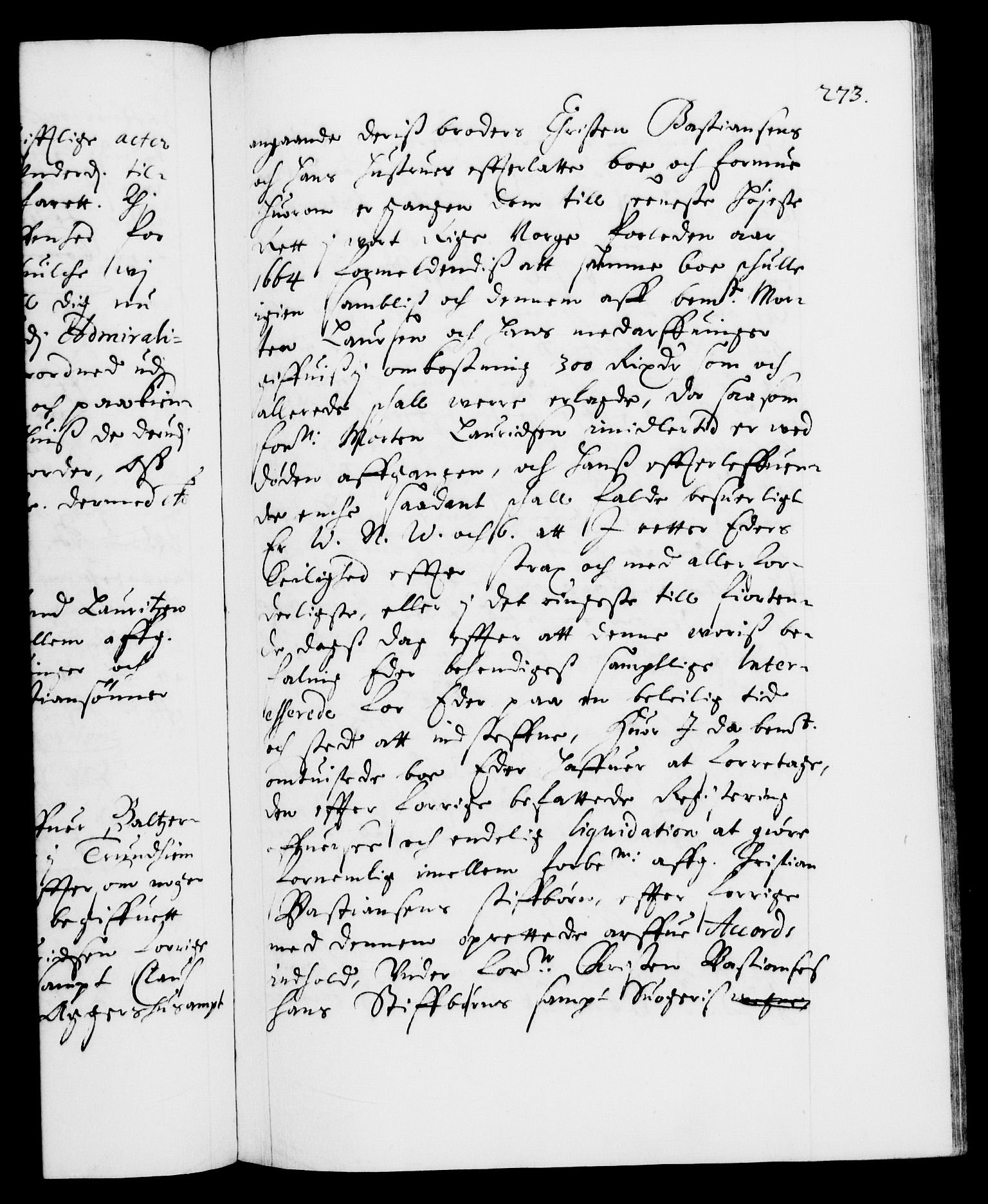 Danske Kanselli 1572-1799, AV/RA-EA-3023/F/Fc/Fca/Fcab/L0011: Norske tegnelser (mikrofilm), 1660-1670, p. 273a