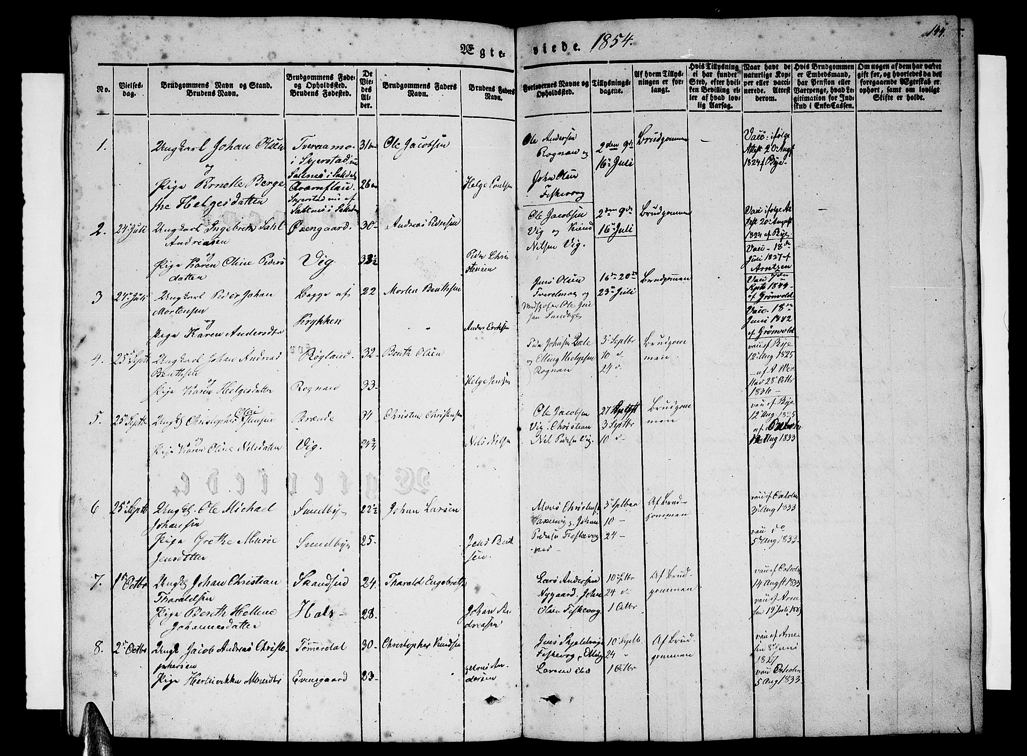 Ministerialprotokoller, klokkerbøker og fødselsregistre - Nordland, AV/SAT-A-1459/847/L0678: Parish register (copy) no. 847C06, 1854-1870, p. 144