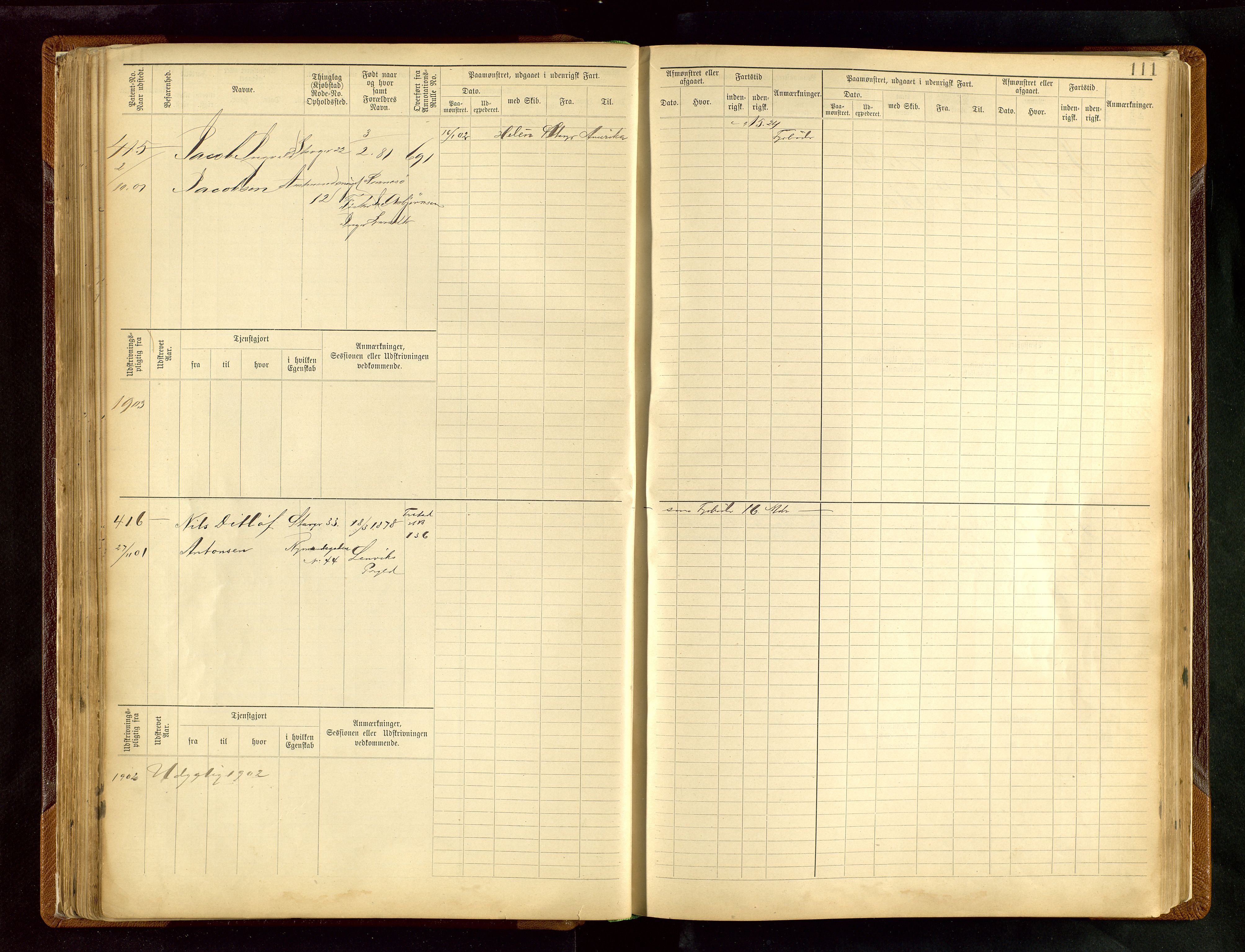 Stavanger sjømannskontor, AV/SAST-A-102006/F/Fe/L0005: Maskinist- og fyrbøterrulle, patentnr. 195-781 (dublett), 1894-1922, p. 115