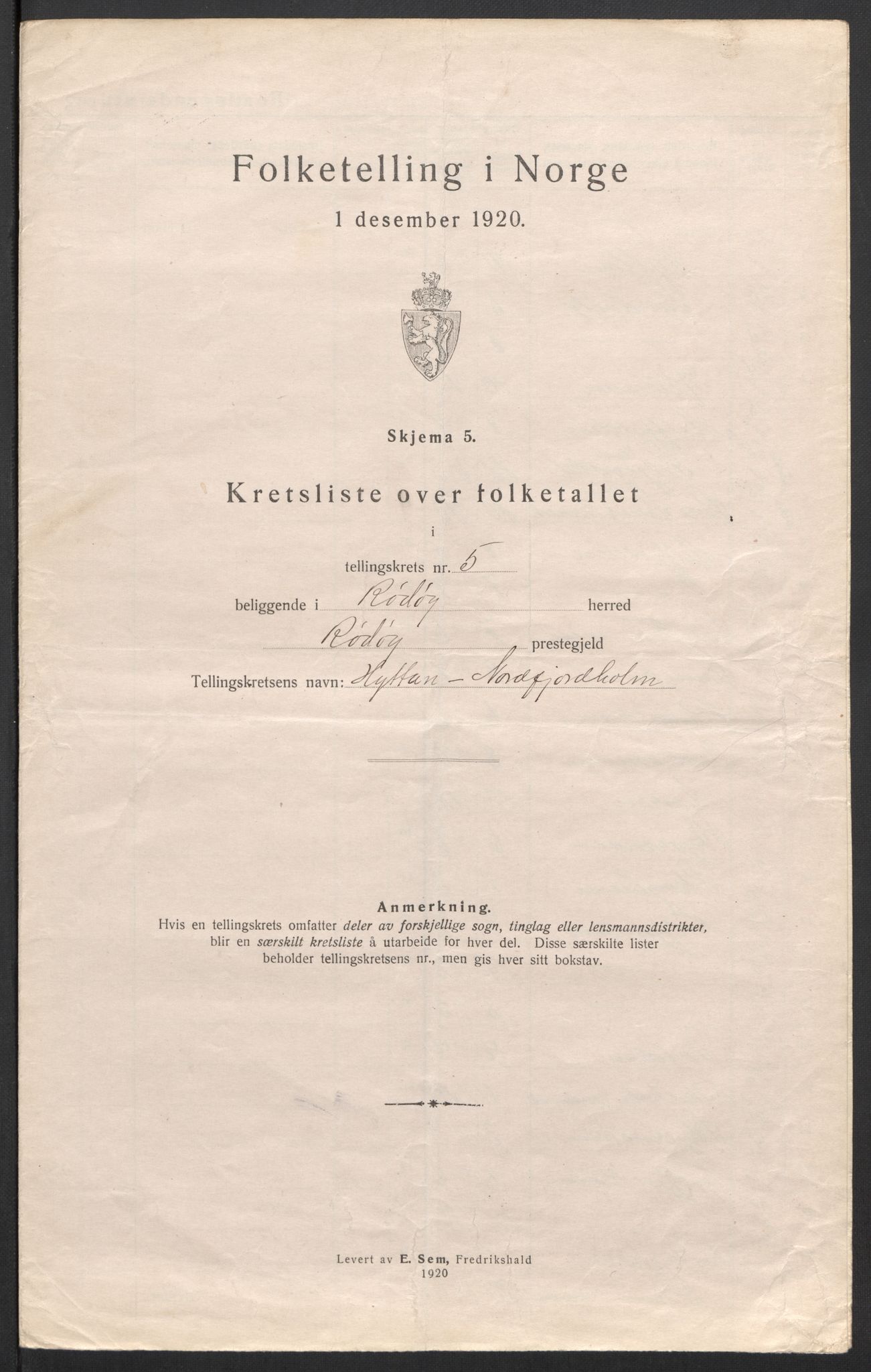 SAT, 1920 census for Rødøy, 1920, p. 18