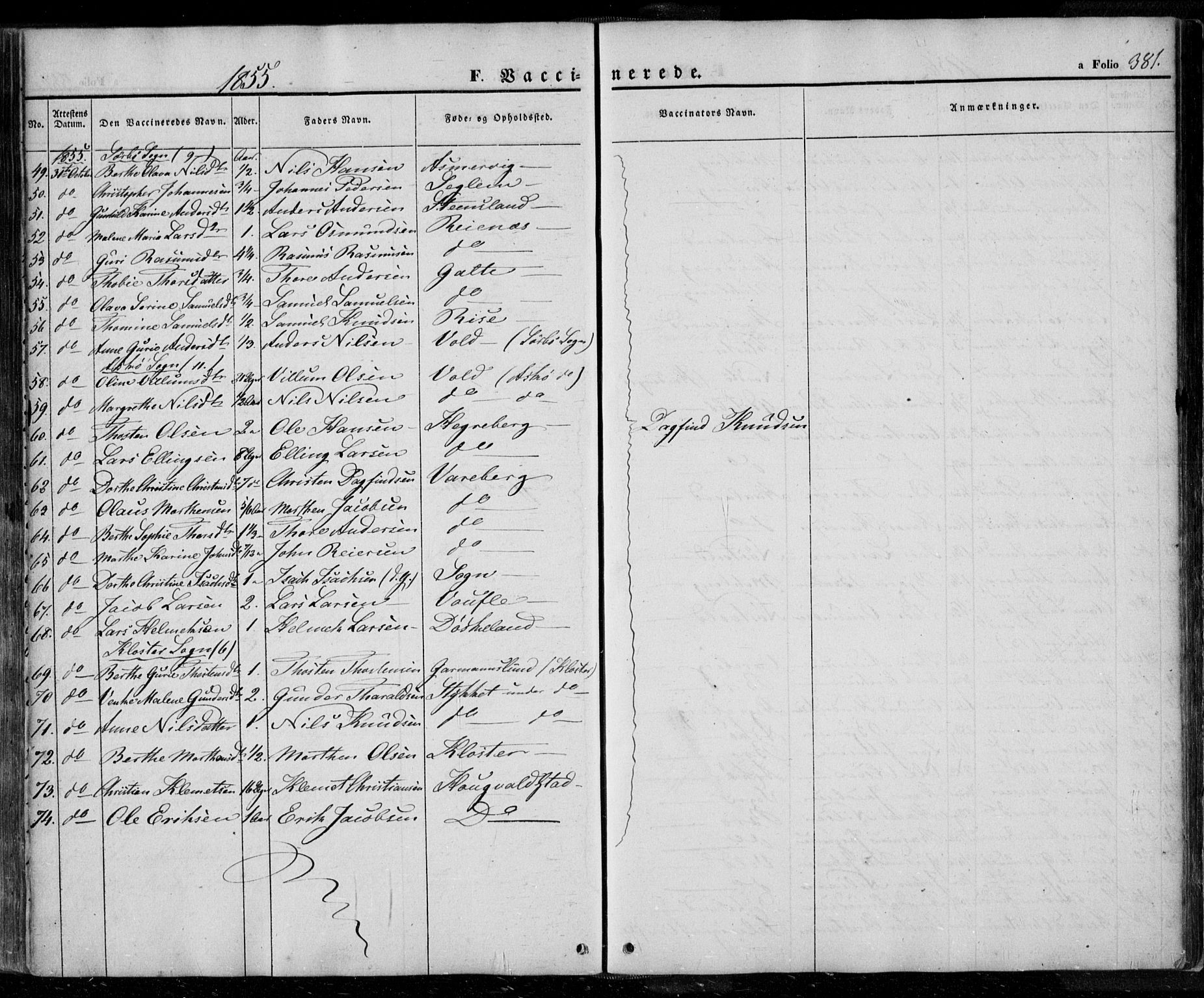 Rennesøy sokneprestkontor, AV/SAST-A -101827/H/Ha/Haa/L0005: Parish register (official) no. A 5, 1838-1859, p. 381