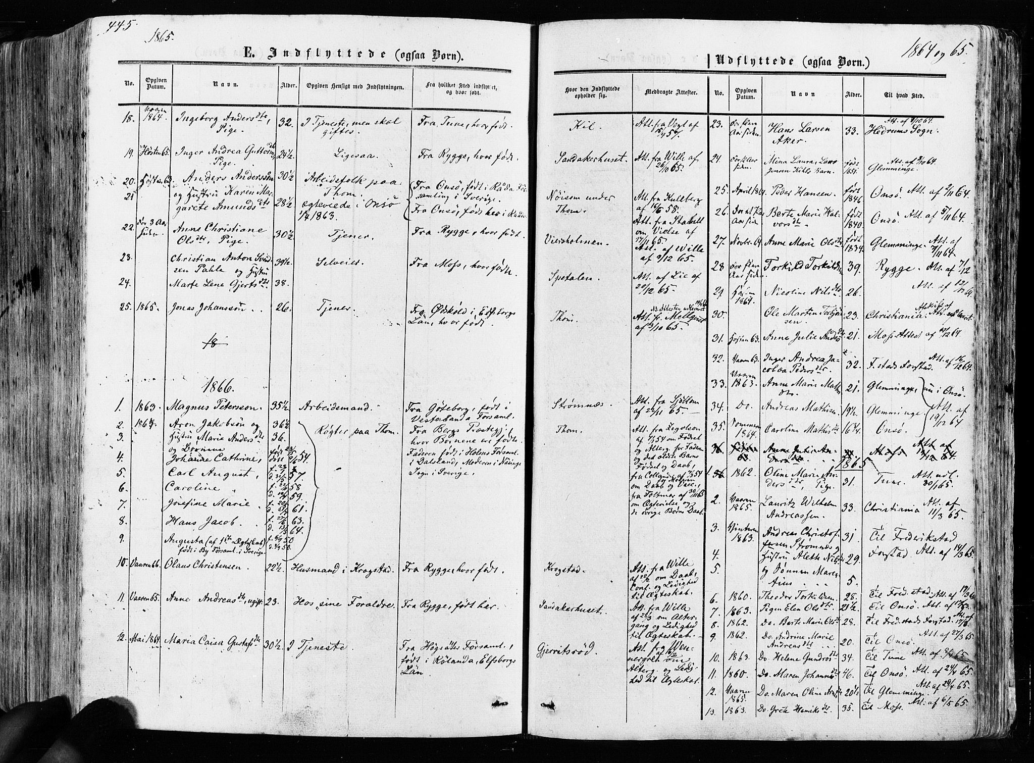 Råde prestekontor kirkebøker, AV/SAO-A-2009/F/Fa/L0006: Parish register (official) no. 6, 1854-1877, p. 445