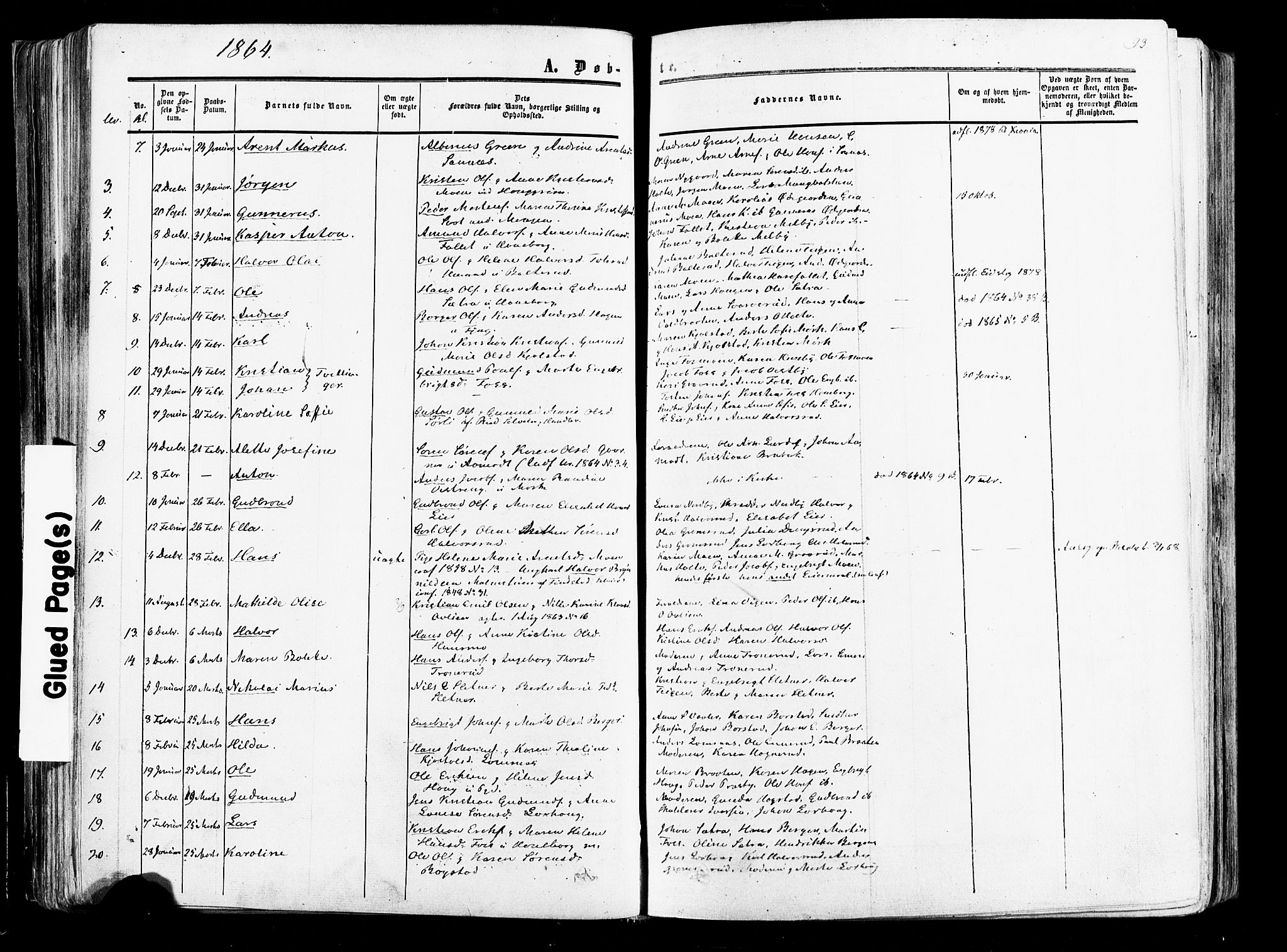 Aurskog prestekontor Kirkebøker, AV/SAO-A-10304a/F/Fa/L0007: Parish register (official) no. I 7, 1854-1877, p. 93