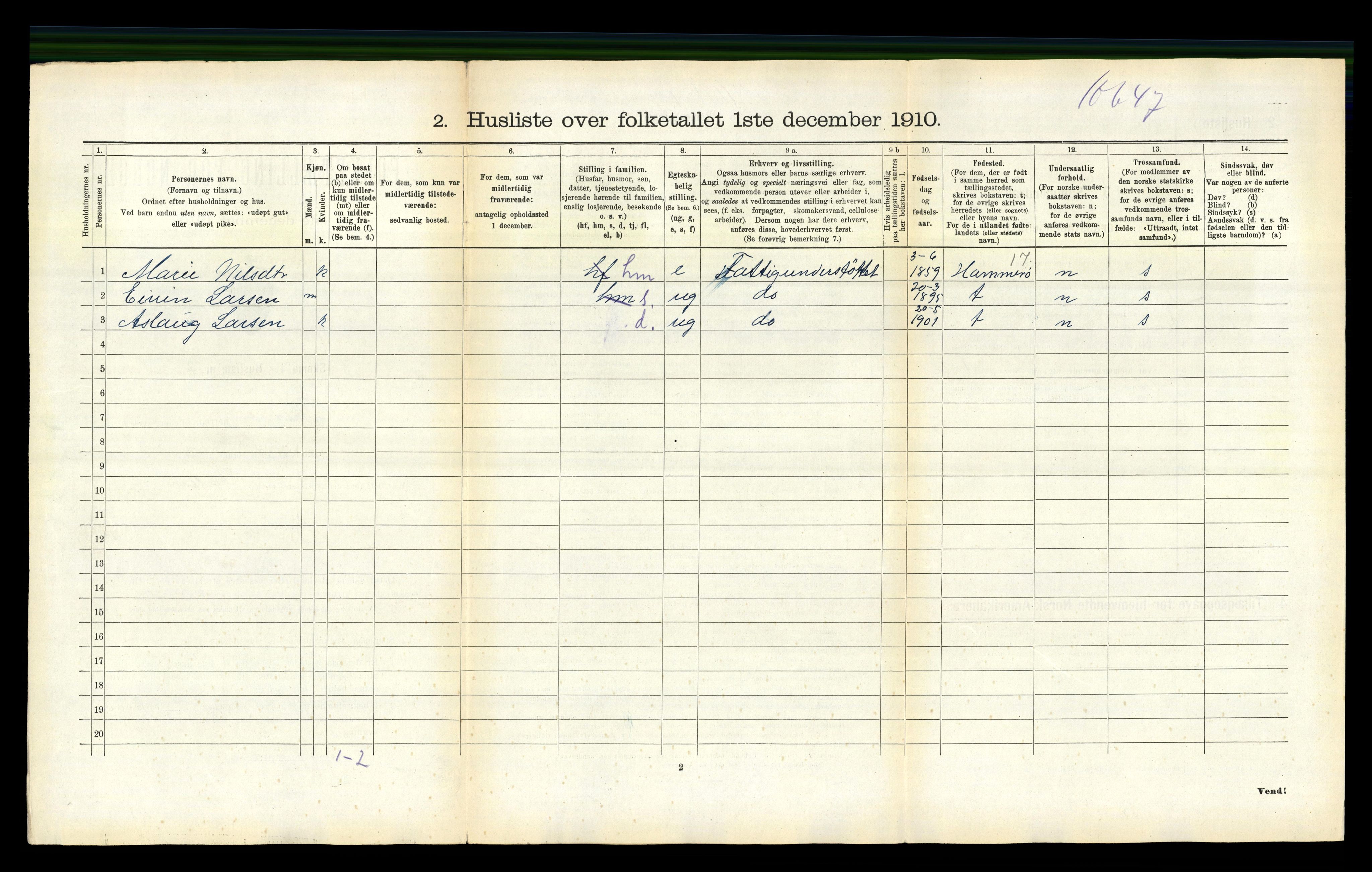 RA, 1910 census for Øksnes, 1910, p. 335