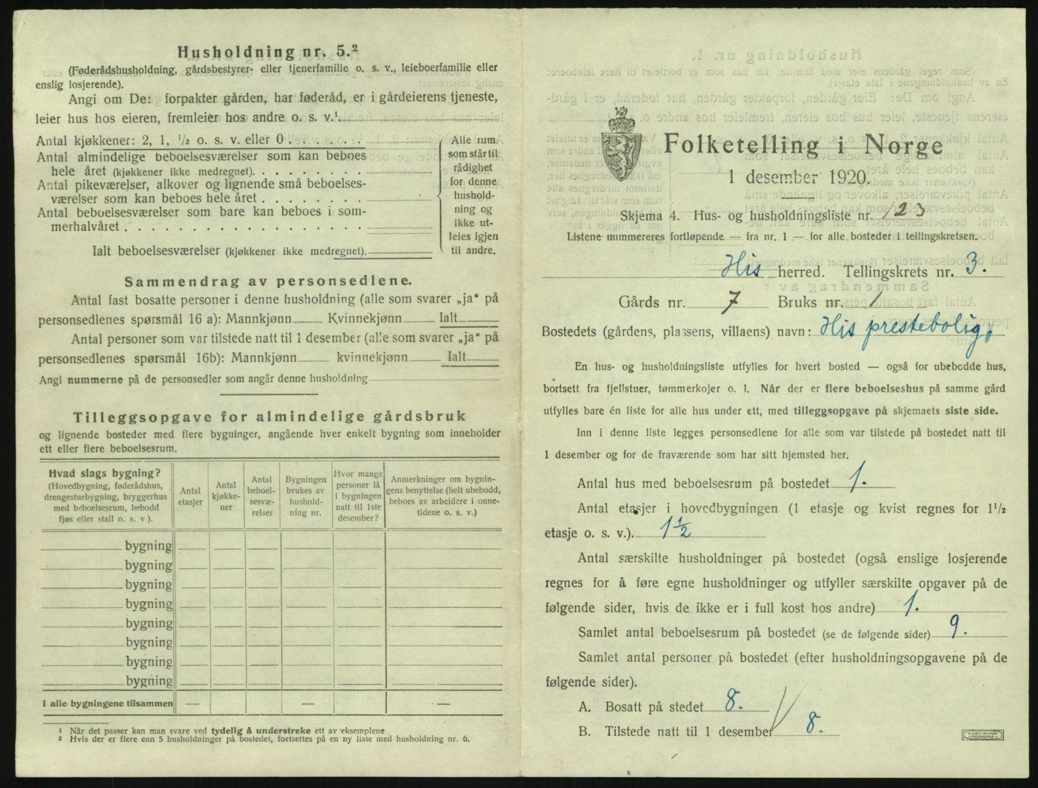 SAK, 1920 census for Hisøy, 1920, p. 908