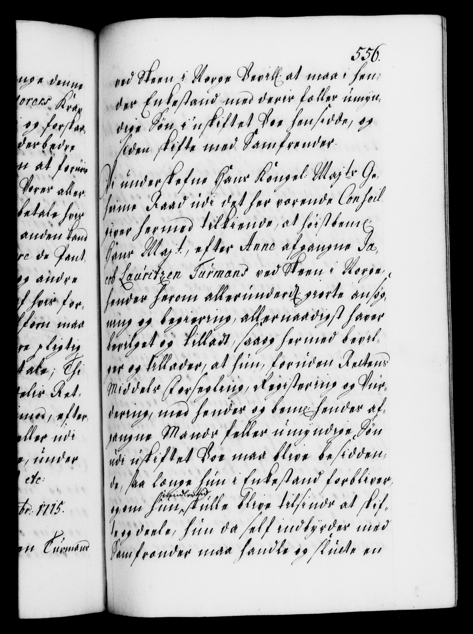 Danske Kanselli 1572-1799, AV/RA-EA-3023/F/Fc/Fca/Fcaa/L0021: Norske registre, 1712-1715, p. 556a