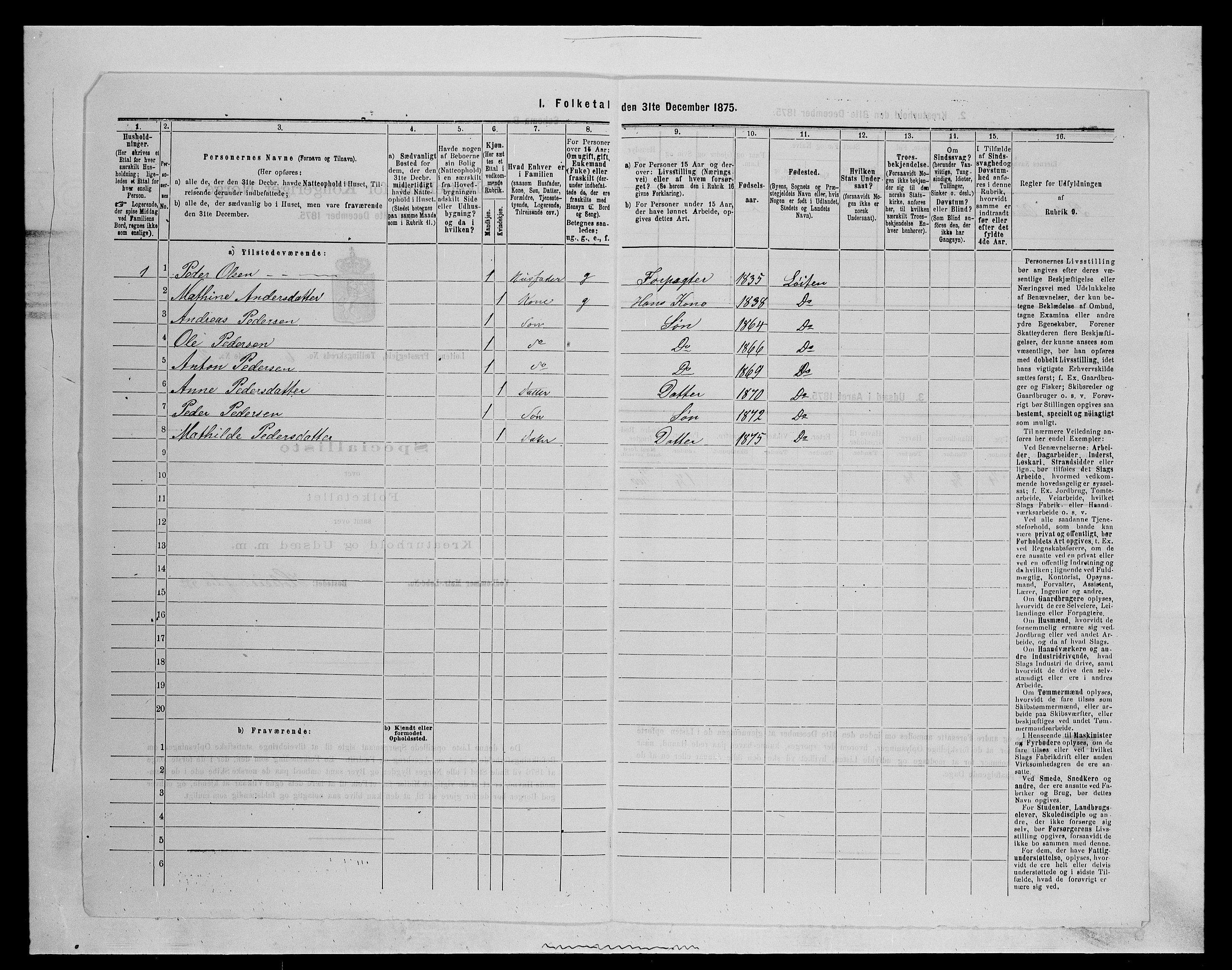 SAH, 1875 census for 0415P Løten, 1875, p. 1254