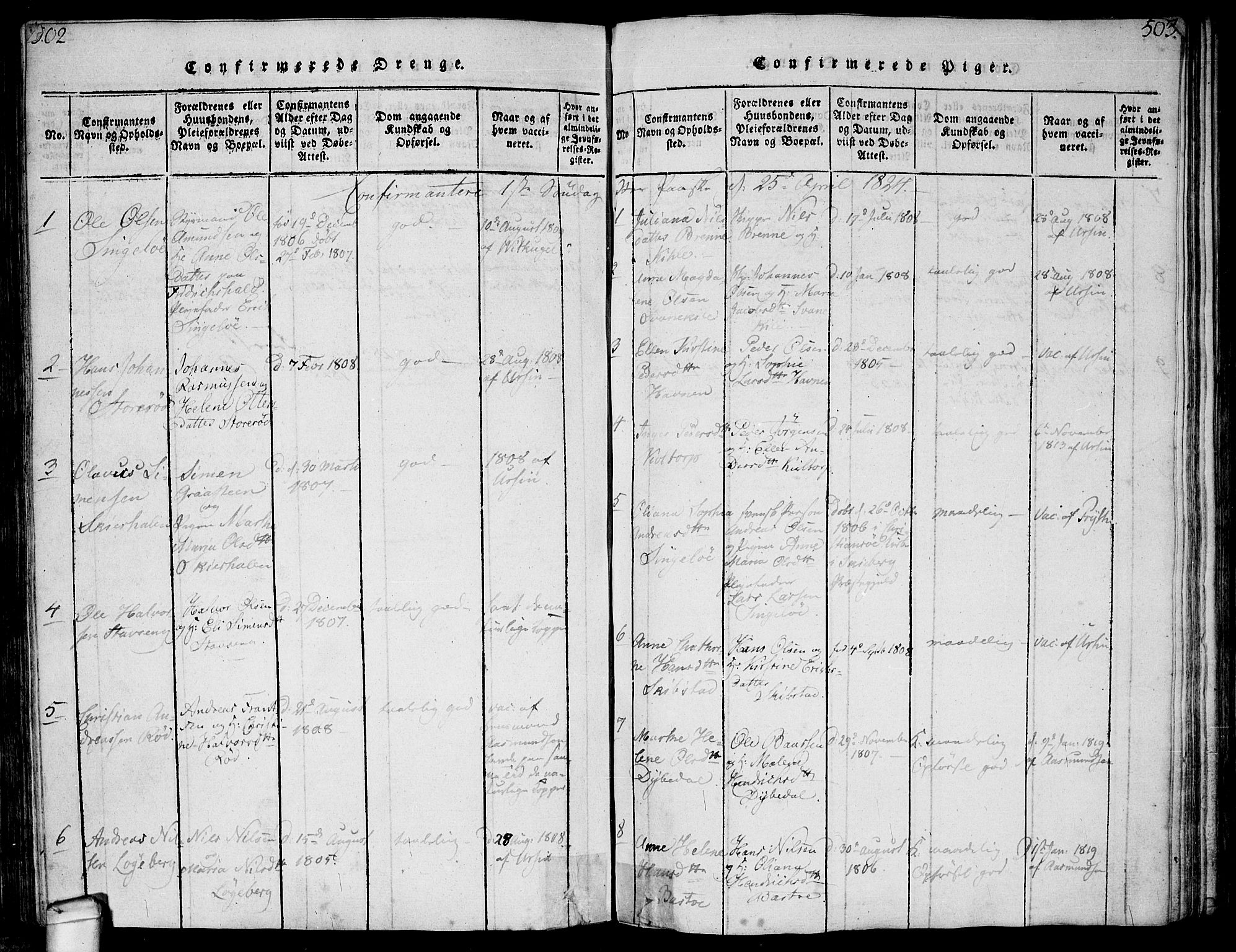 Hvaler prestekontor Kirkebøker, SAO/A-2001/F/Fa/L0005: Parish register (official) no. I 5, 1816-1845, p. 502-503