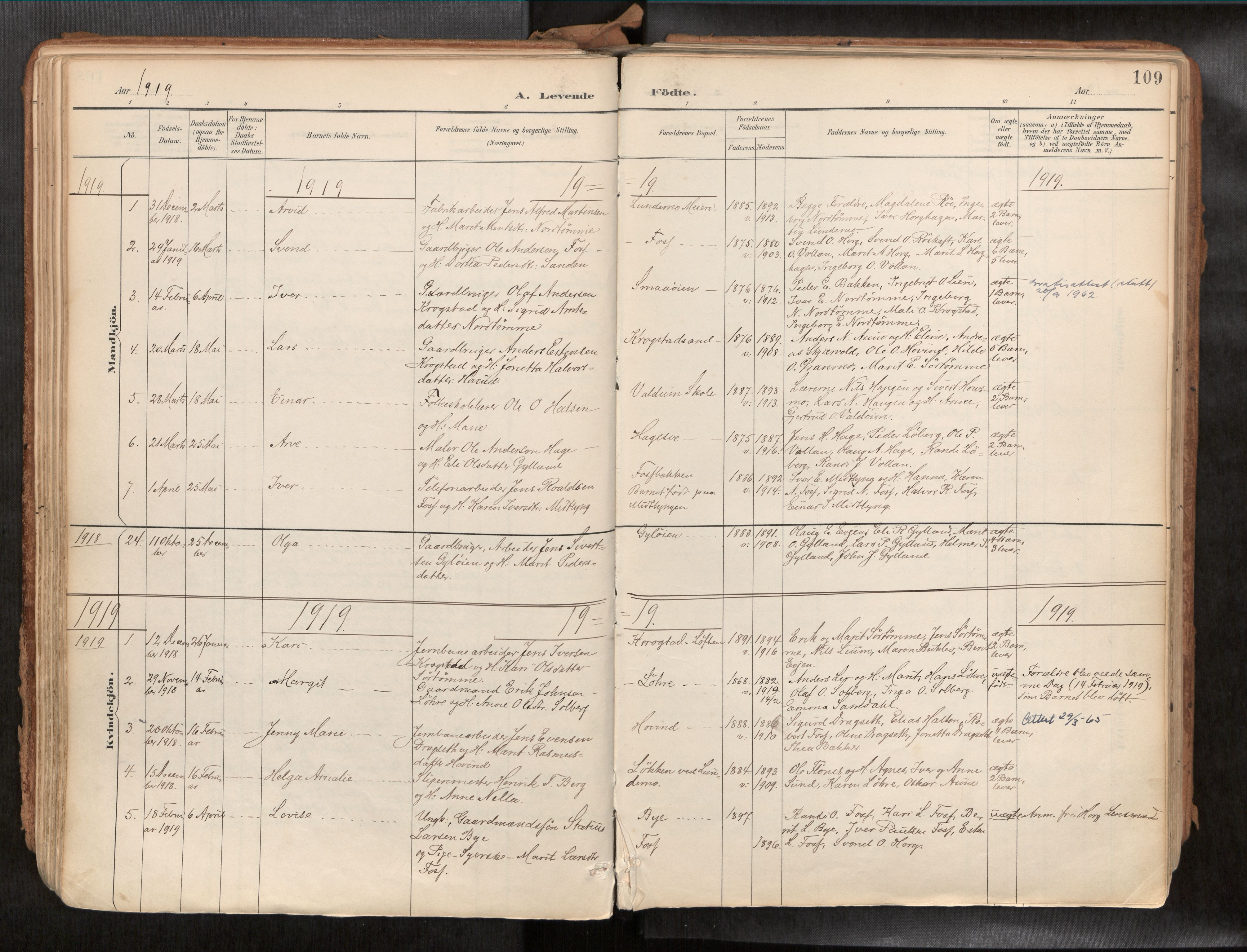 Ministerialprotokoller, klokkerbøker og fødselsregistre - Sør-Trøndelag, SAT/A-1456/692/L1105b: Parish register (official) no. 692A06, 1891-1934, p. 109