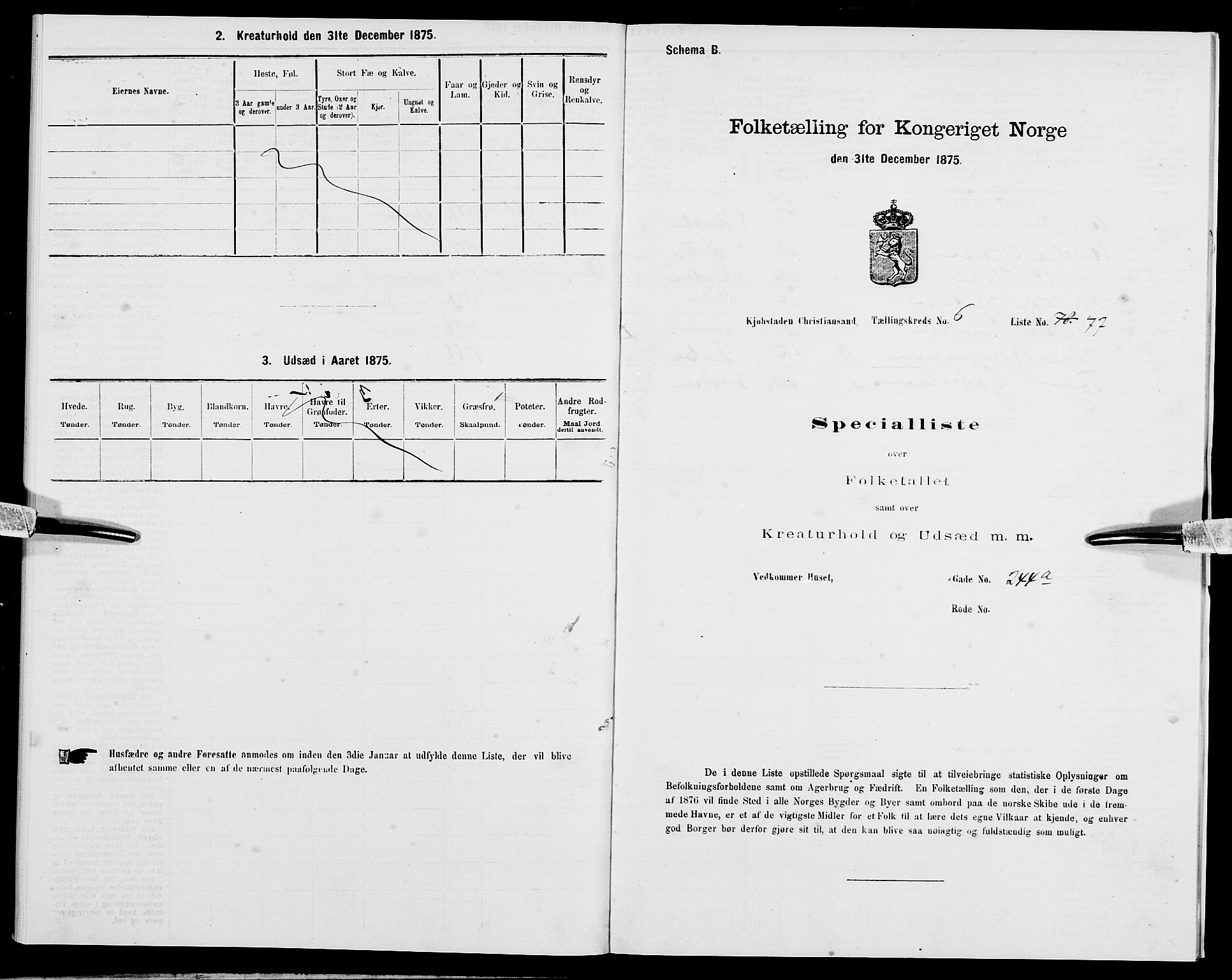 SAK, 1875 census for 1001P Kristiansand, 1875, p. 915