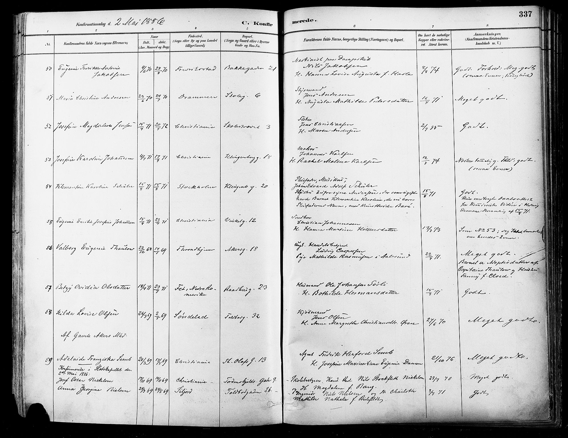 Johannes prestekontor Kirkebøker, AV/SAO-A-10852/F/Fa/L0003: Parish register (official) no. 3, 1882-1896, p. 337