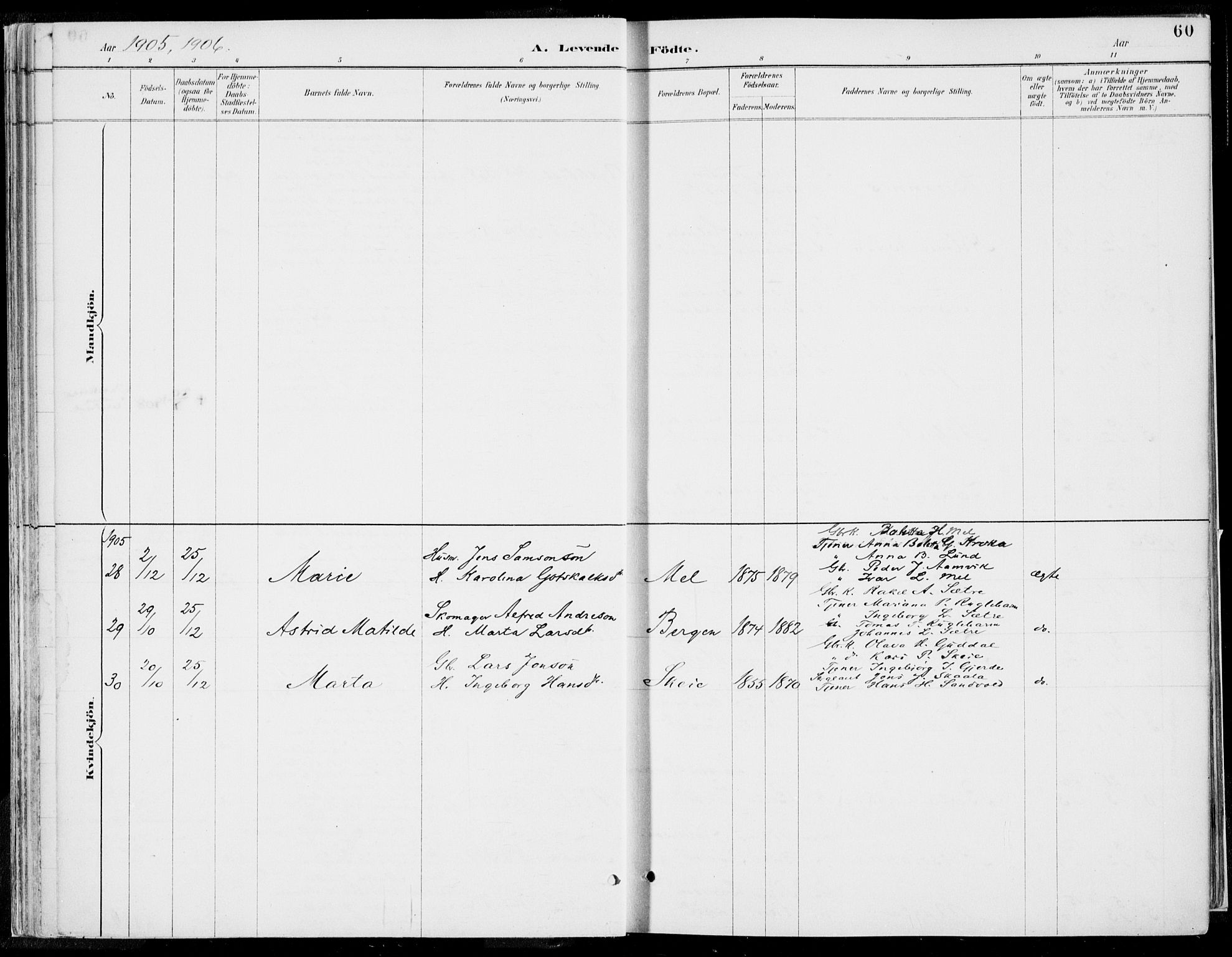 Kvinnherad sokneprestembete, SAB/A-76401/H/Haa: Parish register (official) no. B  1, 1887-1921, p. 60