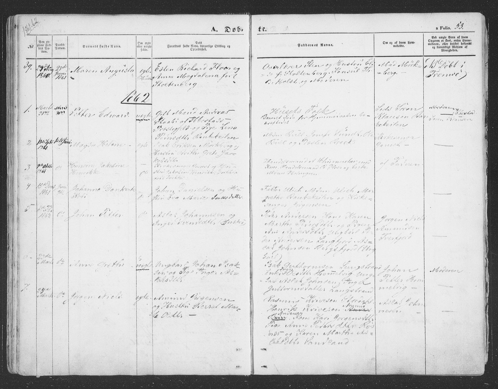 Loppa sokneprestkontor, SATØ/S-1339/H/Ha/L0004kirke: Parish register (official) no. 4, 1849-1868, p. 53