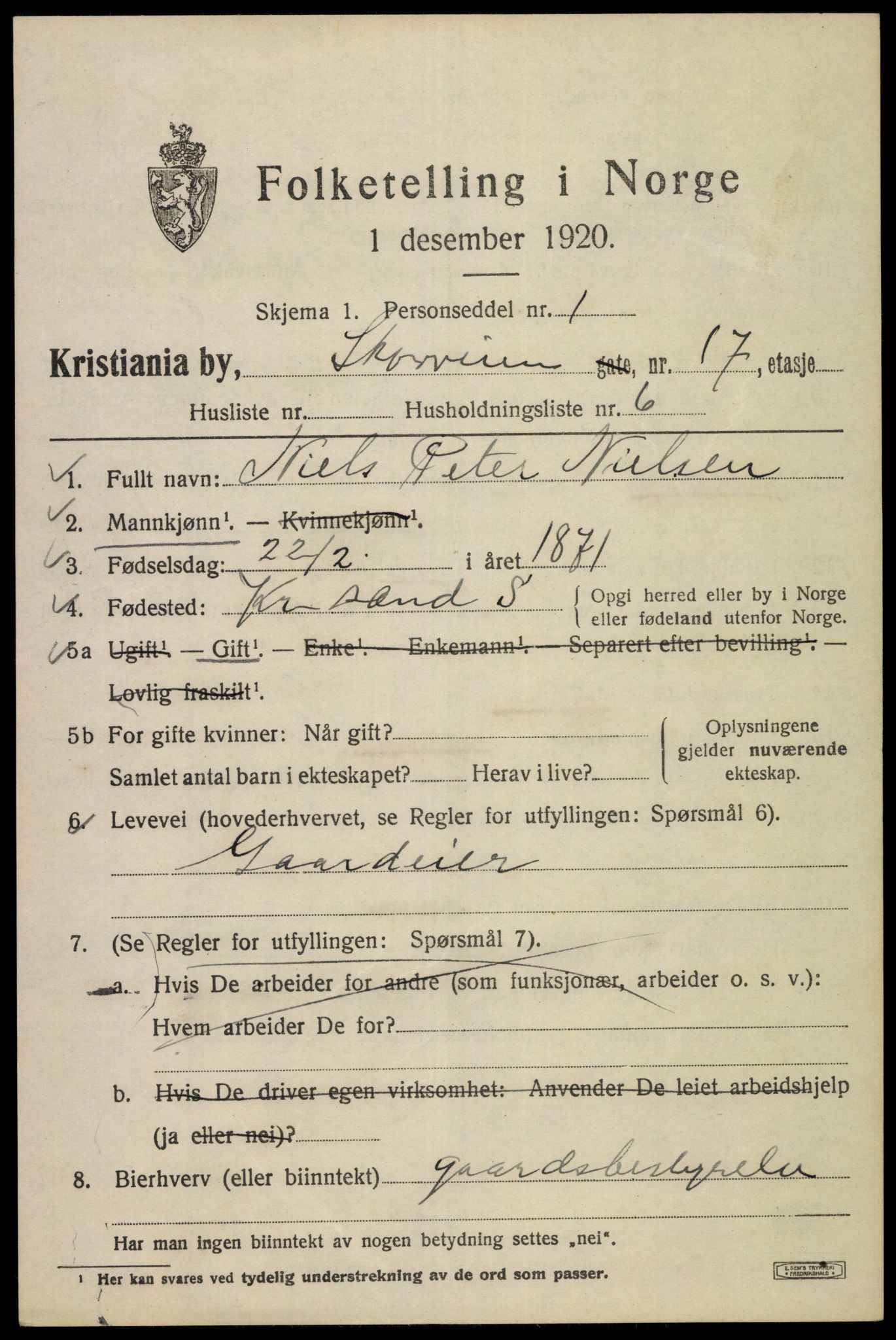 SAO, 1920 census for Kristiania, 1920, p. 516397