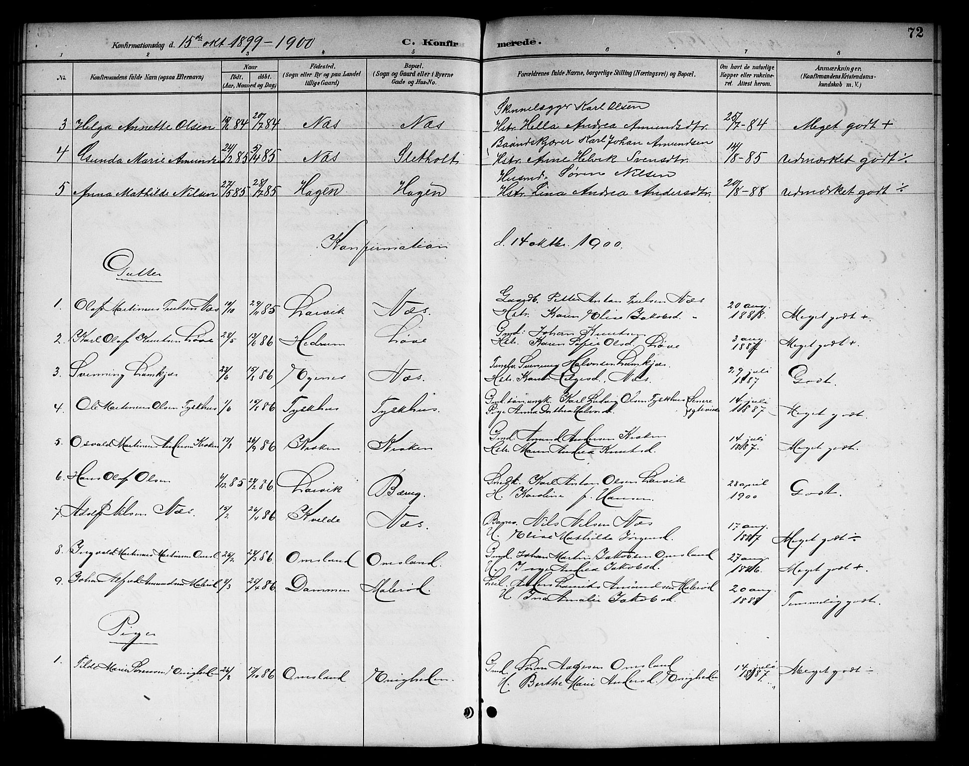 Brunlanes kirkebøker, SAKO/A-342/G/Gc/L0002: Parish register (copy) no. III 2, 1891-1922, p. 72