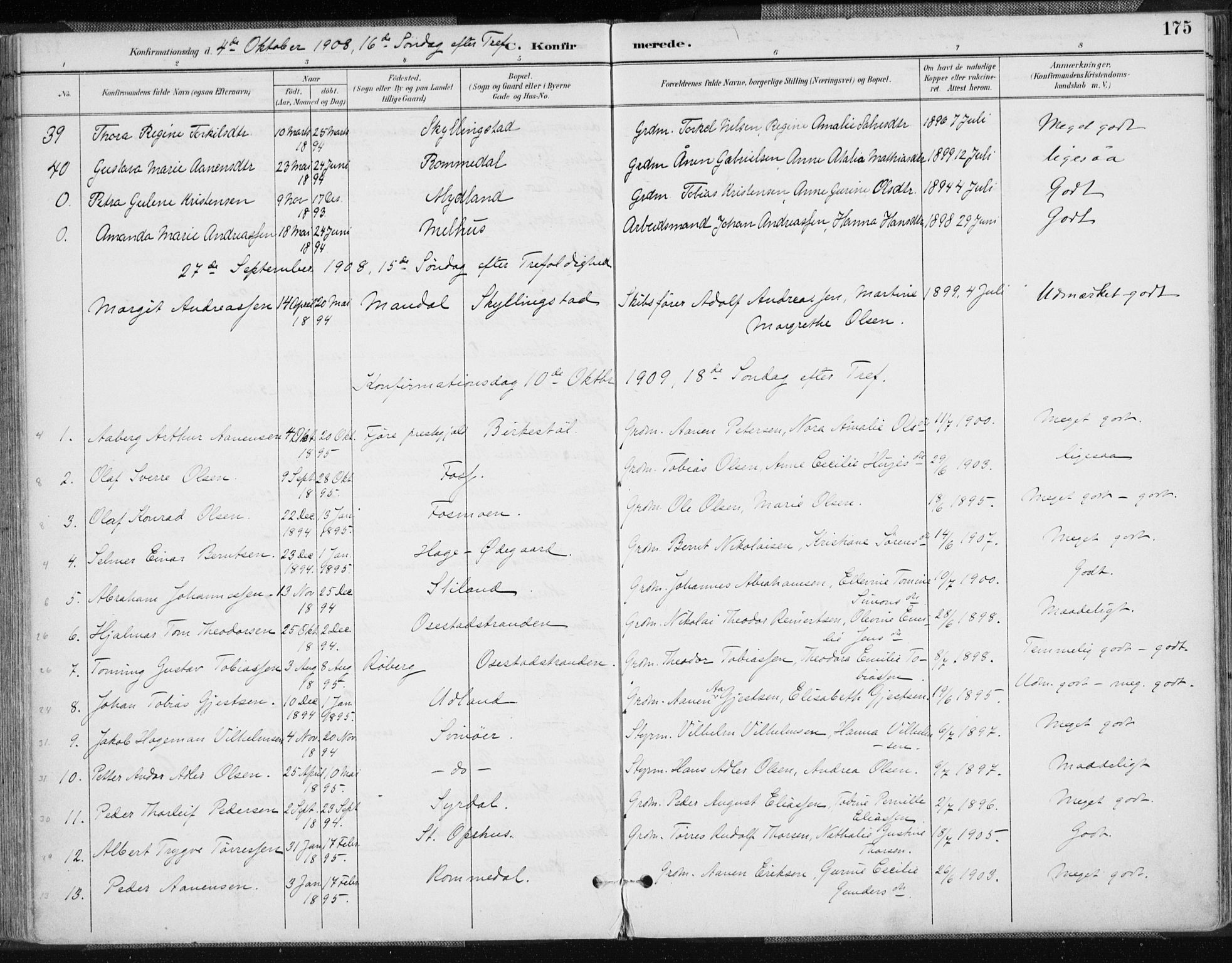 Sør-Audnedal sokneprestkontor, AV/SAK-1111-0039/F/Fa/Fab/L0010: Parish register (official) no. A 10, 1892-1913, p. 176