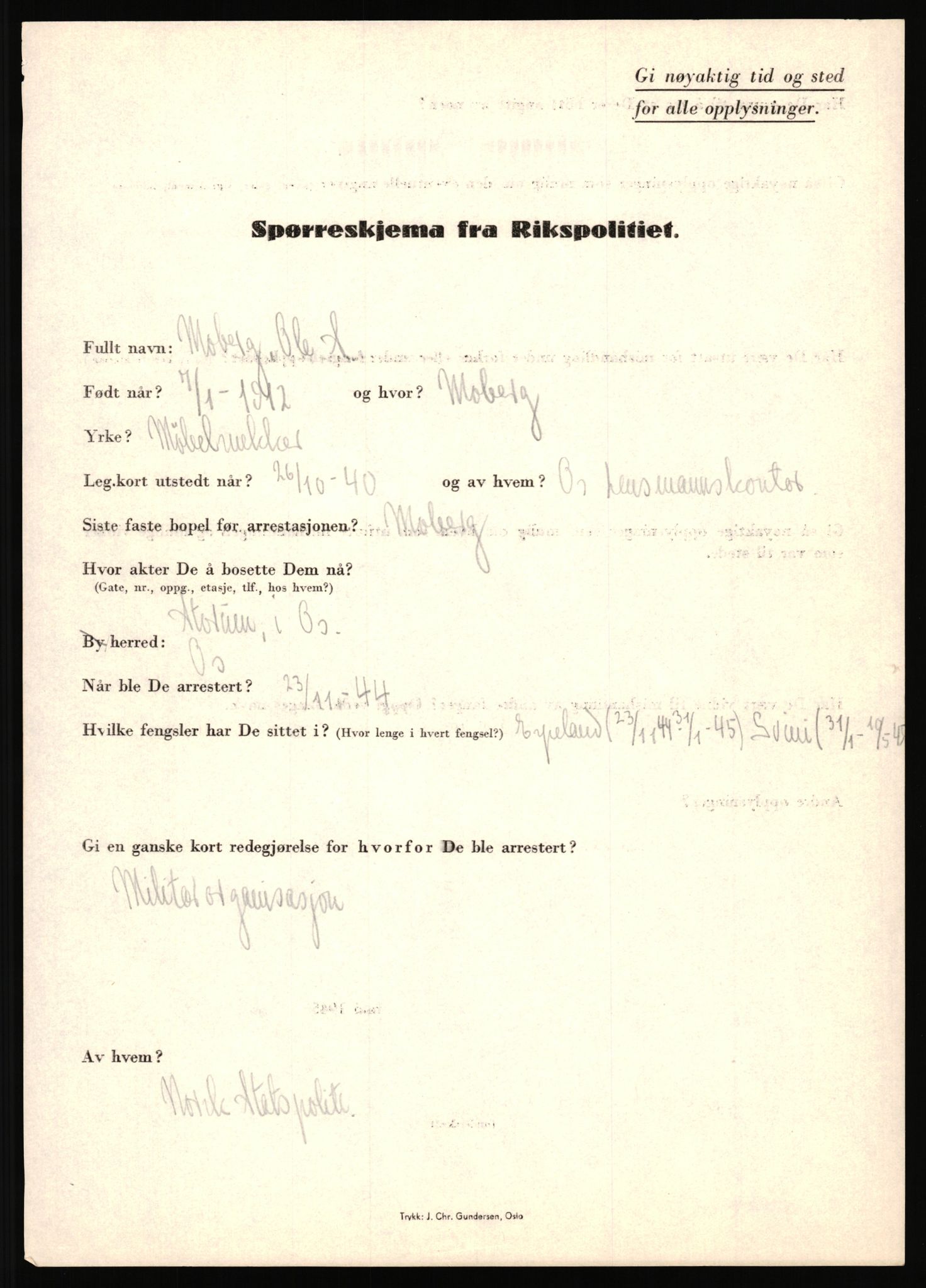 Rikspolitisjefen, AV/RA-S-1560/L/L0011: Lucassen, Oscar Fredrik - Moen, Olav, 1940-1945, p. 1066