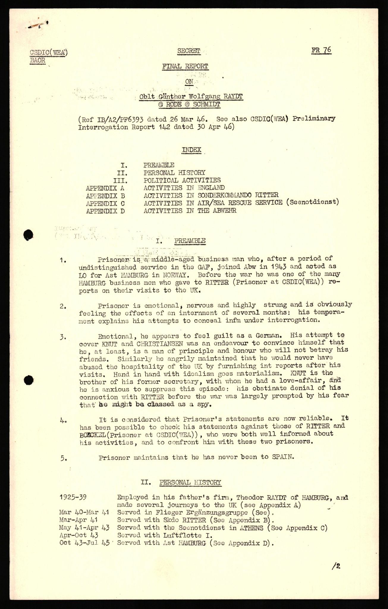 Forsvaret, Forsvarets overkommando II, AV/RA-RAFA-3915/D/Db/L0027: CI Questionaires. Tyske okkupasjonsstyrker i Norge. Tyskere., 1945-1946, p. 71